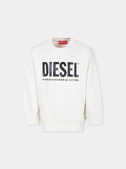 Felpa avorio per bambino con logo,Diesel,J01543 KYAVF K129
