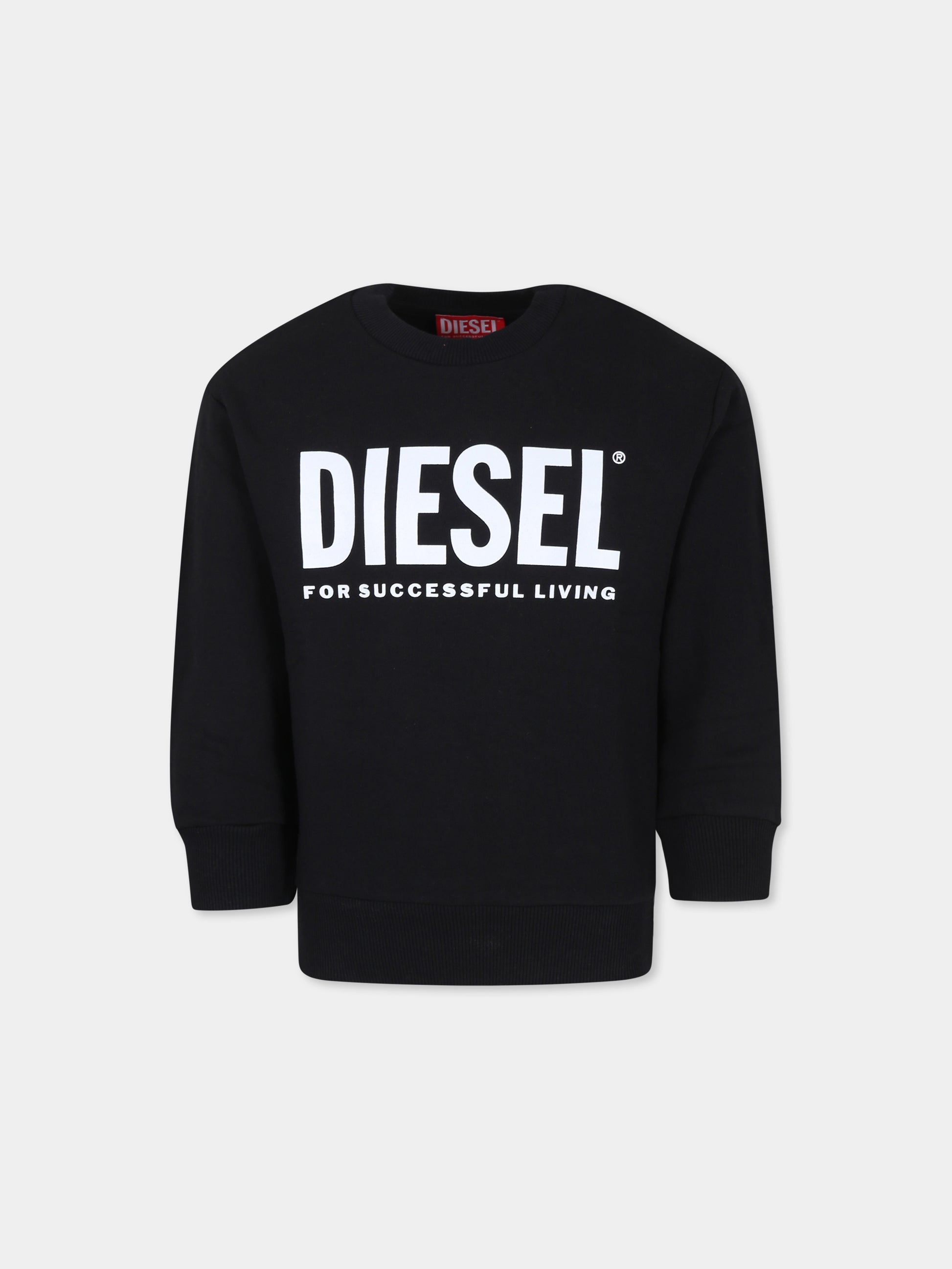 Felpa nera per bambino con logo,Diesel,J01543 KYAVF K900