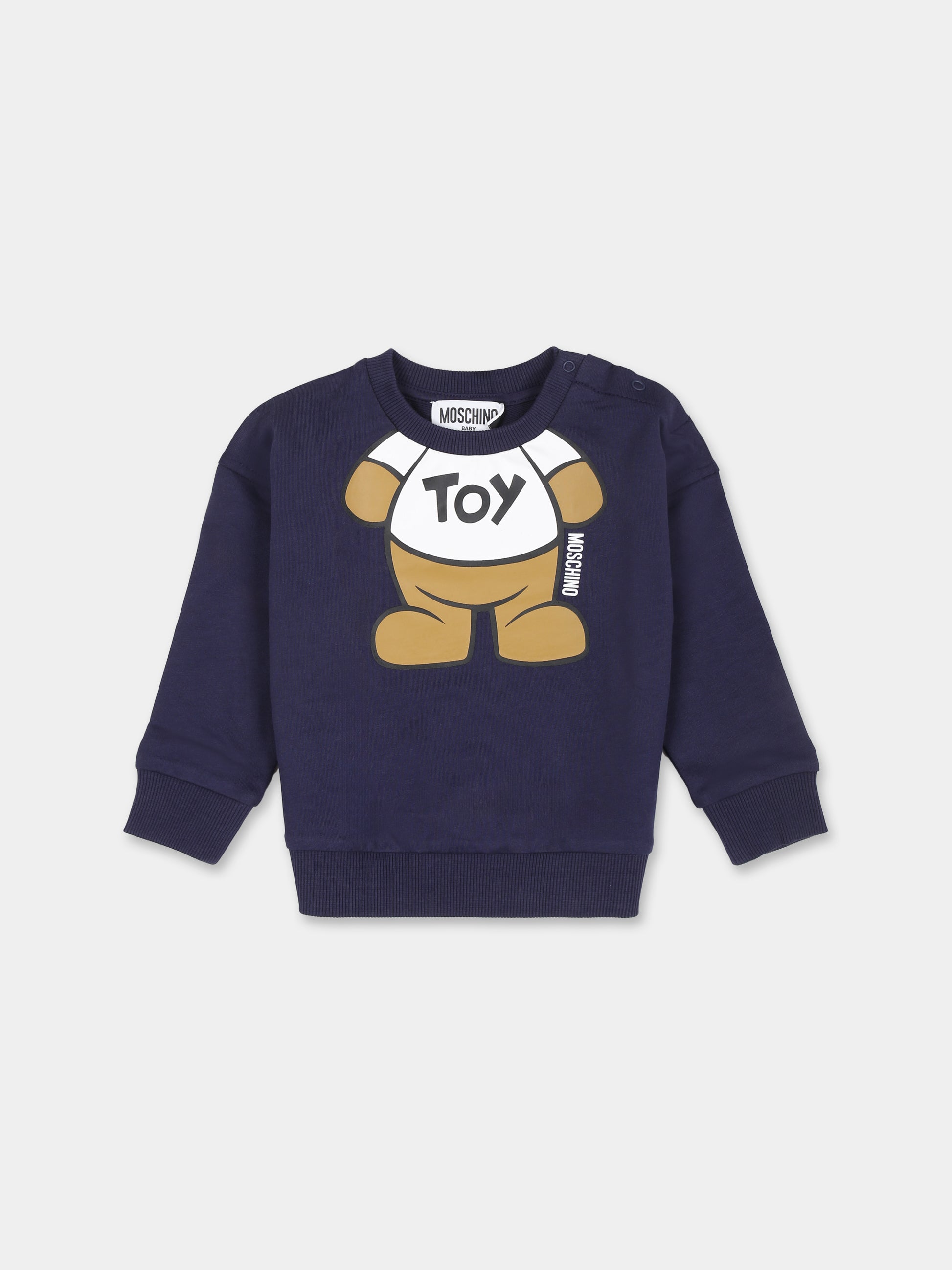 Felpa blu per neonato con Teddy Bear,Moschino Kids,MYF03Q LCA69 40016