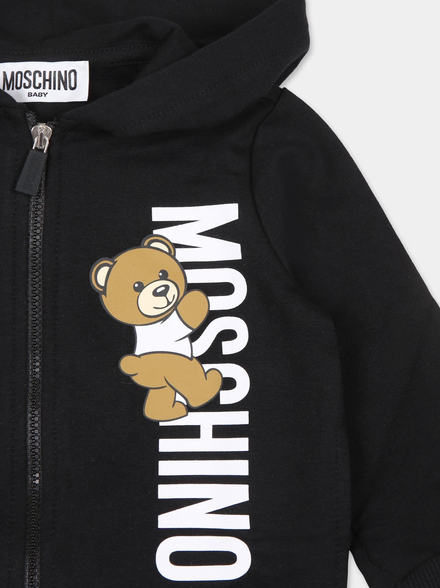 Felpa nera per neonati con Teddy Bear,Moschino Kids,MUF05E LDA27 60100