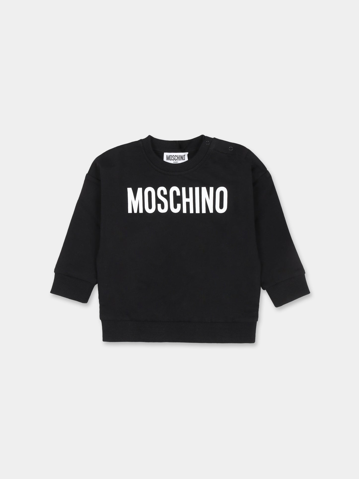 Felpa nera per neonati con Teddy Bear,Moschino Kids,MUF058 LCA72 60100