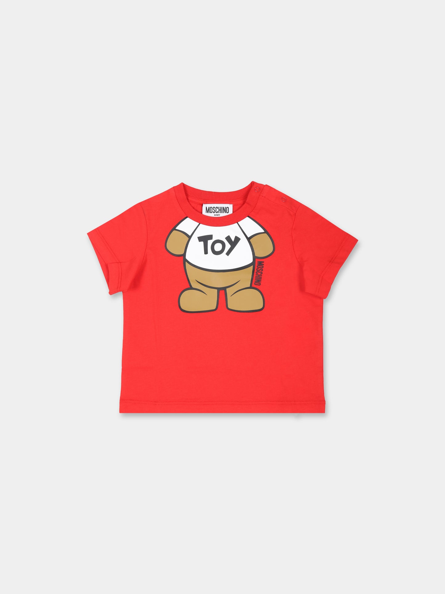 T-shirt rossa per neonati con Teddy Bear,Moschino Kids,MYM032 LAA33 50109