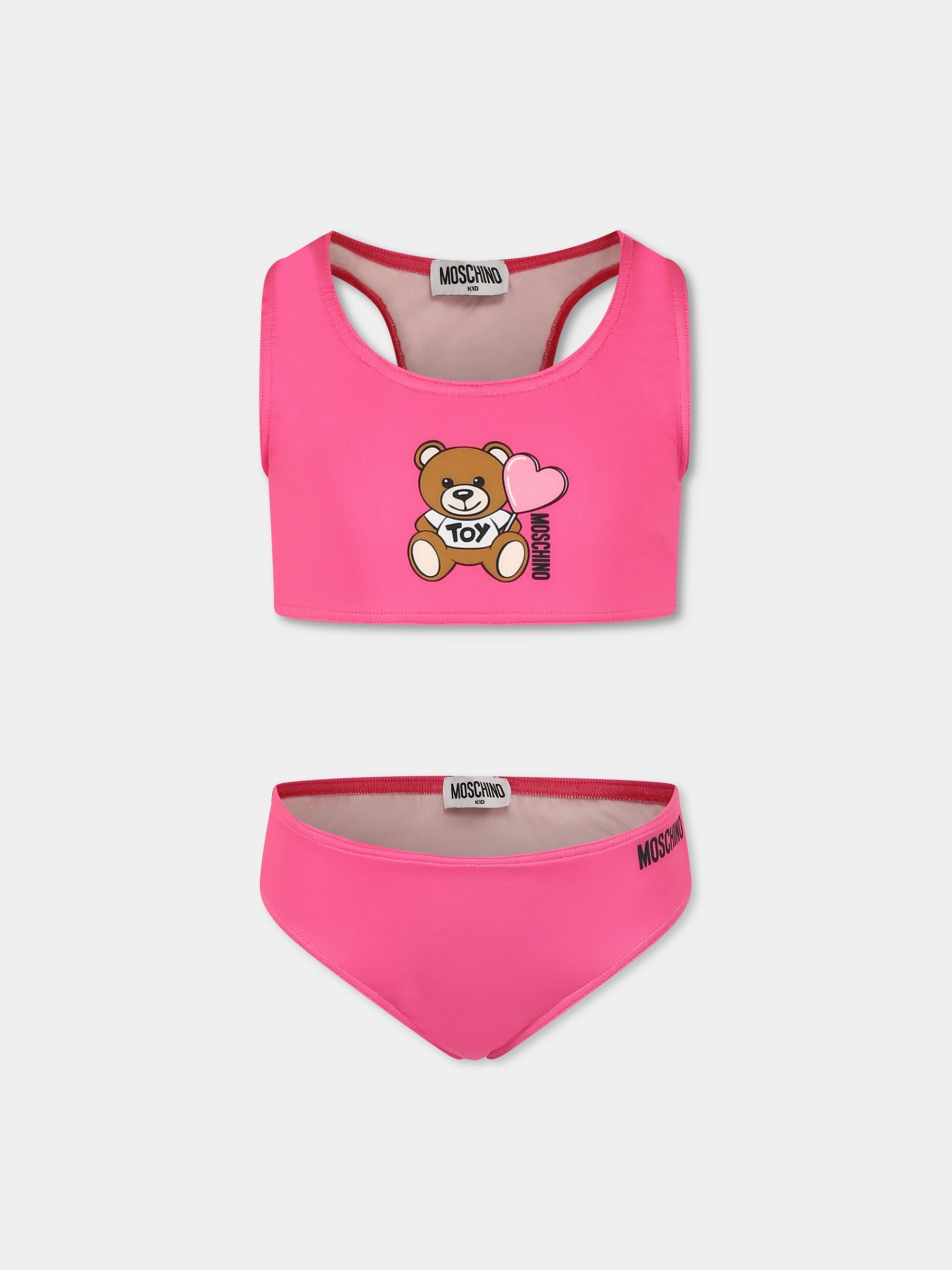 Bikini fucsia per bambina con Teddy Bear,Moschino Kids,HAL00P LKA00 50533