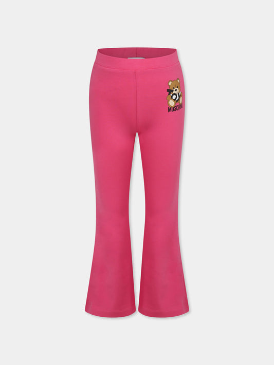 Leggings fucsia per bambina con Teddy Bear,Moschino Kids,HBP051 LBA00 50533