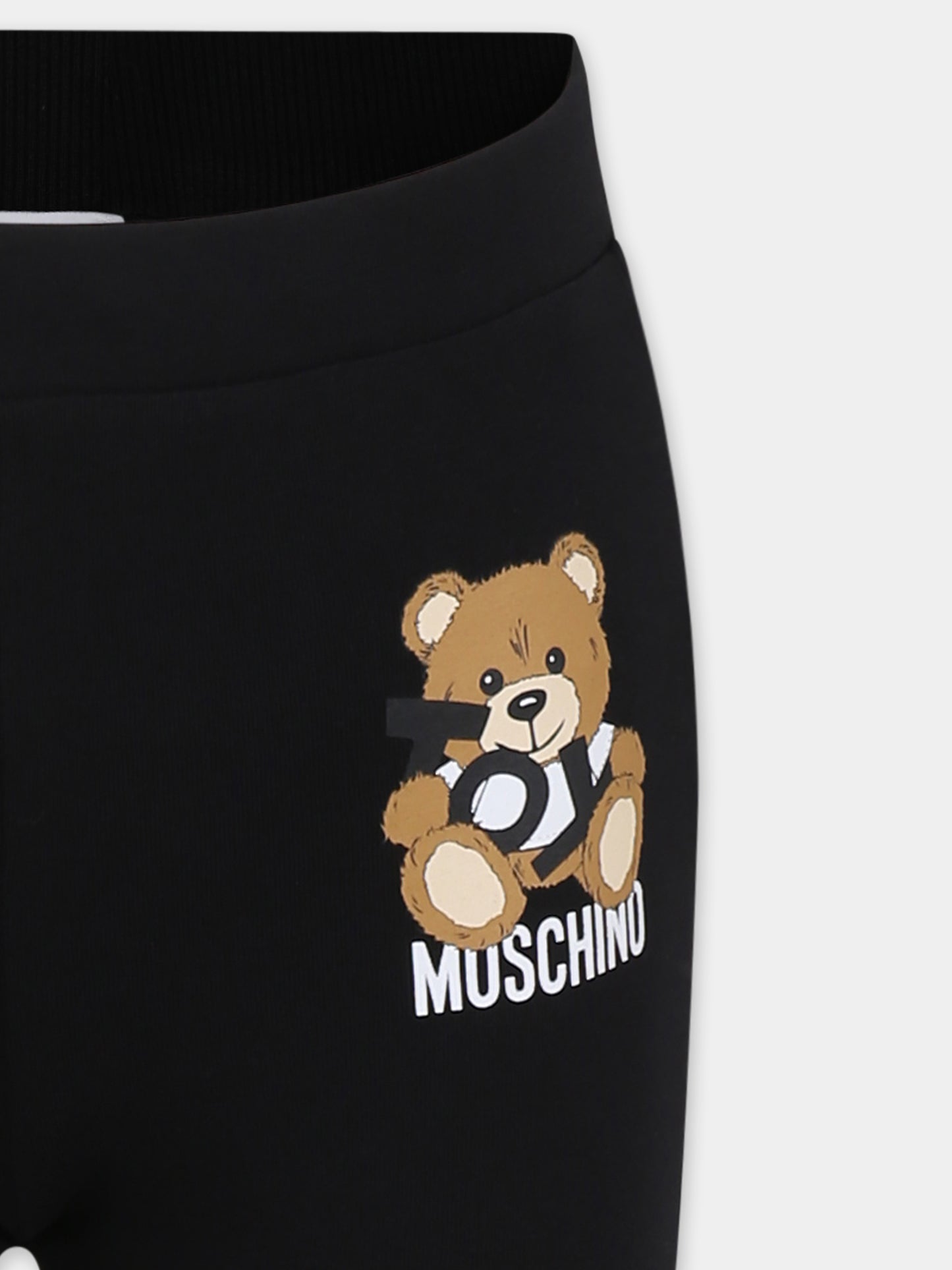 Leggings neri per bambina con Teddy Bear,Moschino Kids,HBP051 LBA00 60100