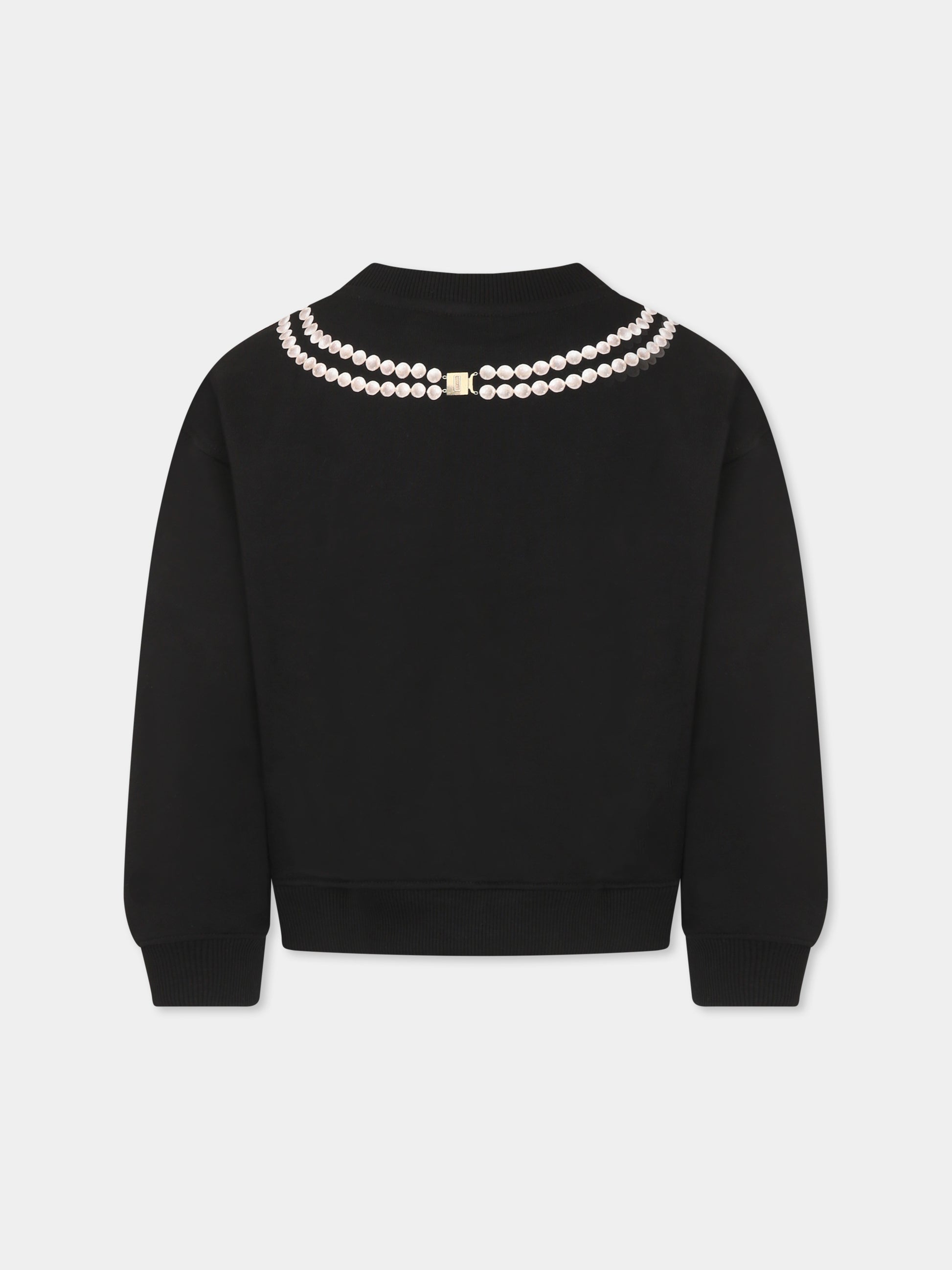 Felpa nera per bambina con stampa cornetto italiano,Moschino Kids,HDF068 LCA52 60100