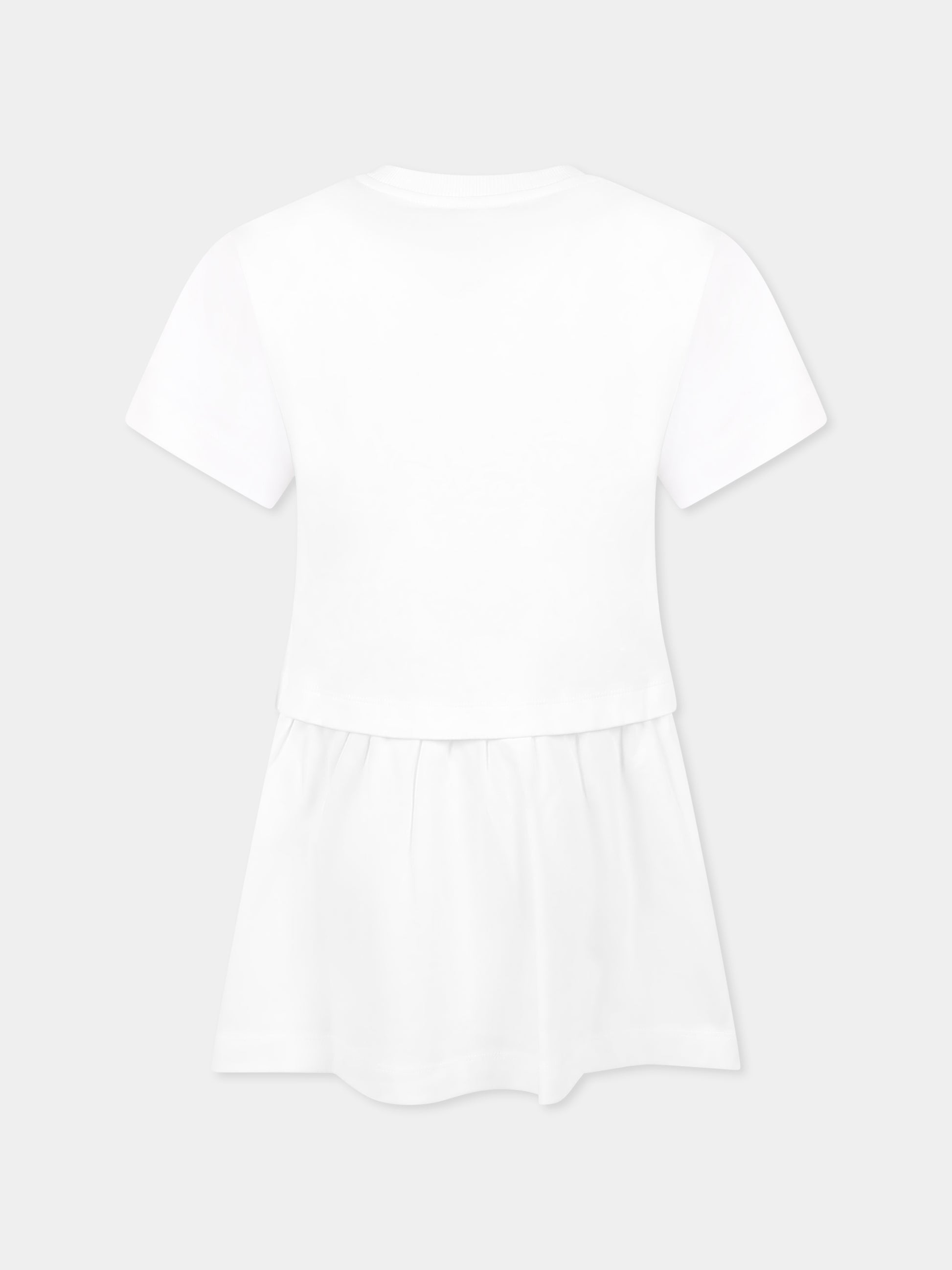 Vestito bianco per bambina con Teddy Bear e stampa spiaggia,Moschino Kids,HDV0G7 LAA42 10101