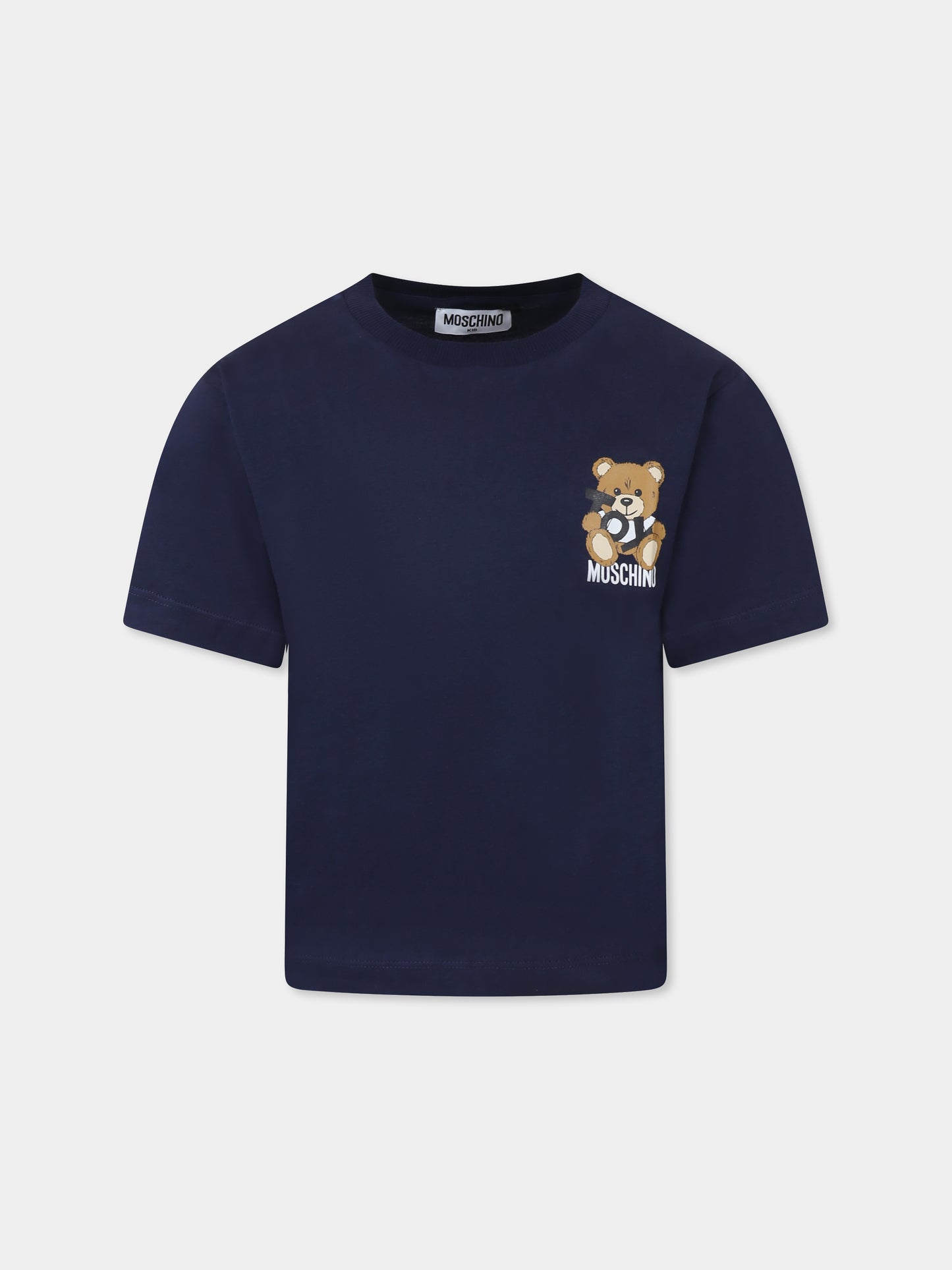 T-shirt blu per bambino con Teddy Bear,Moschino Kids,HPM050 LAA03 40016