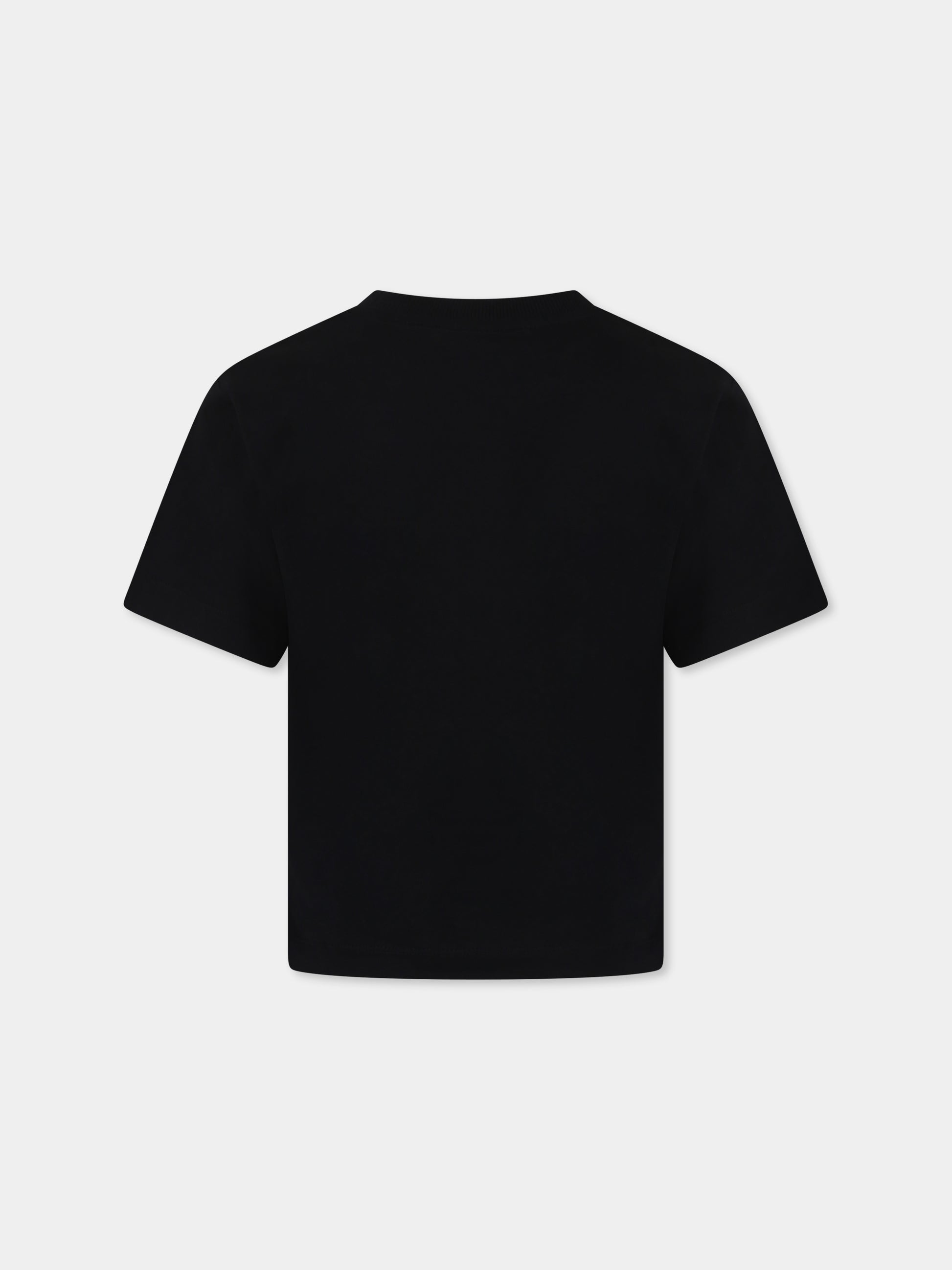 T-shirt nera per bambini con Teddy Bear,Moschino Kids,HPM050 LAA03 60100