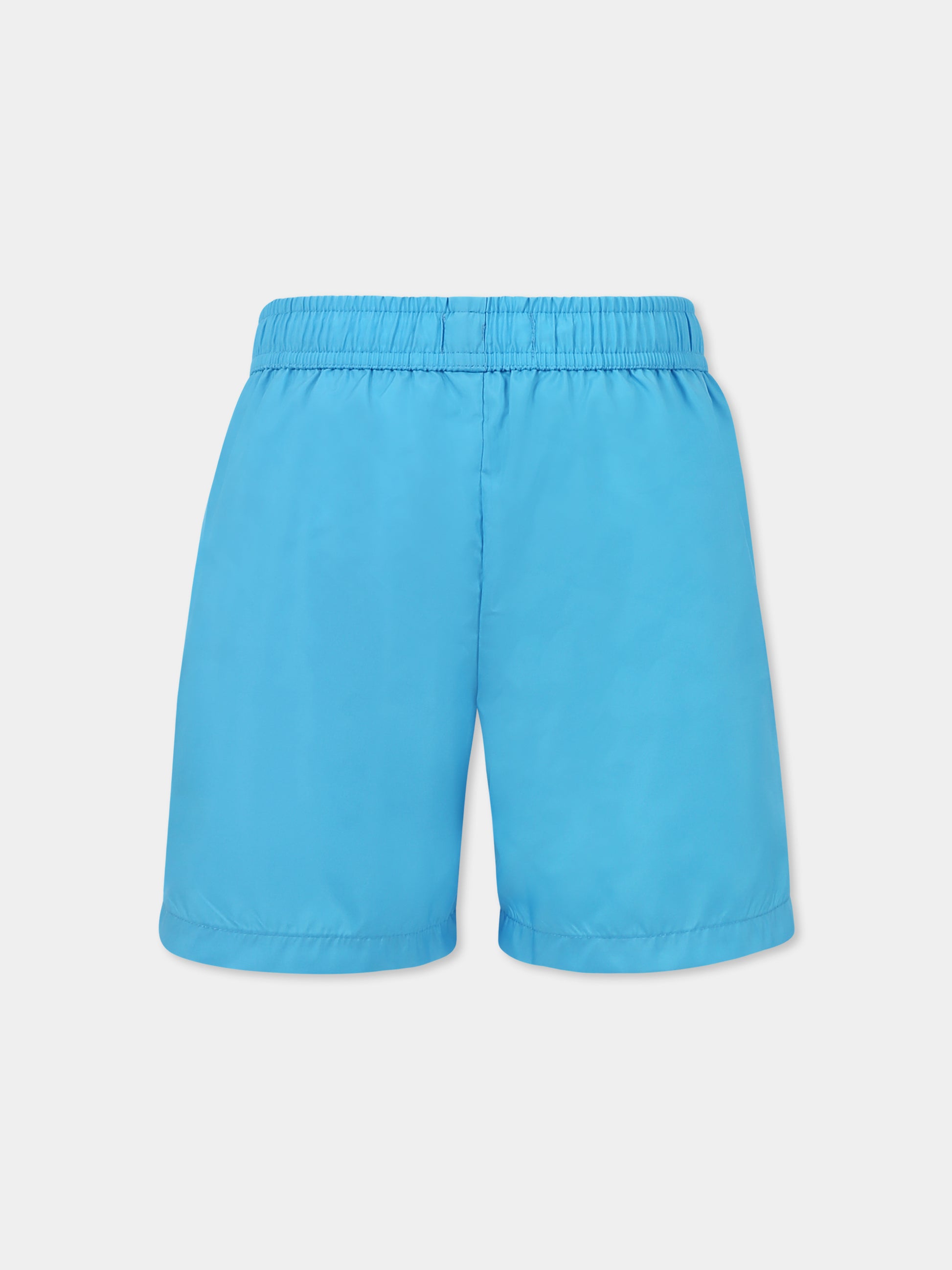 Boxer mare azzurro per bambino con Teddy Bear e tavola da windsurf,Moschino Kids,HQL01C LKA02 41047
