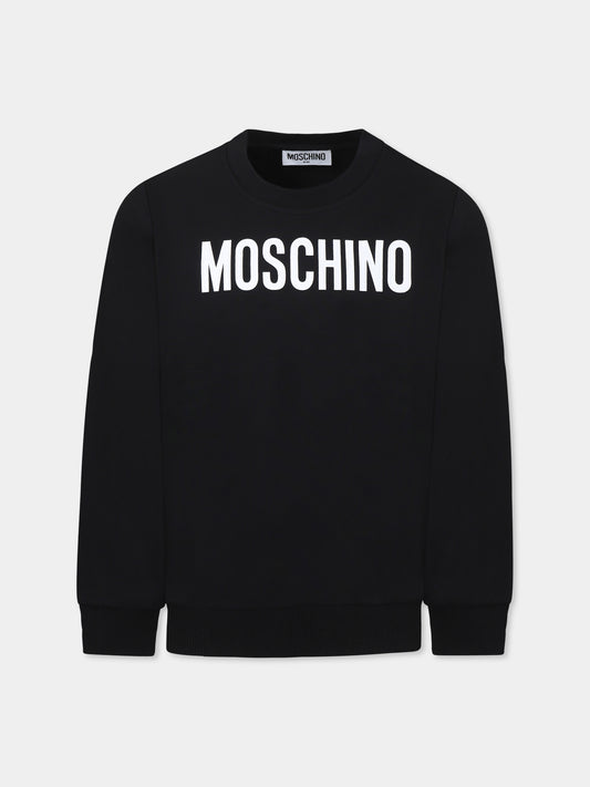 Felpa nera per bambini con logo,Moschino Kids,HUF094 LDA11 60100