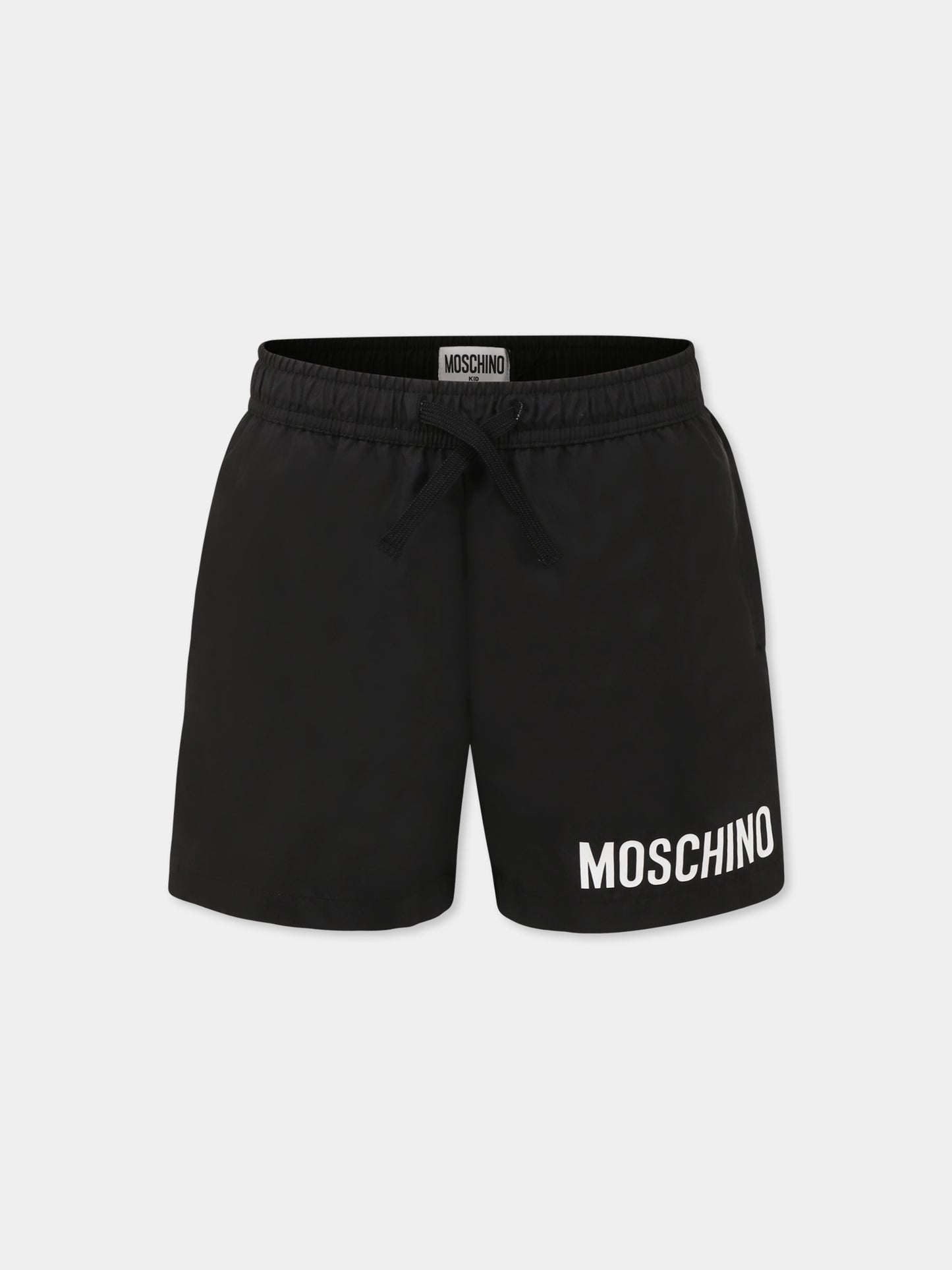 Black swim shorts for boy with logo