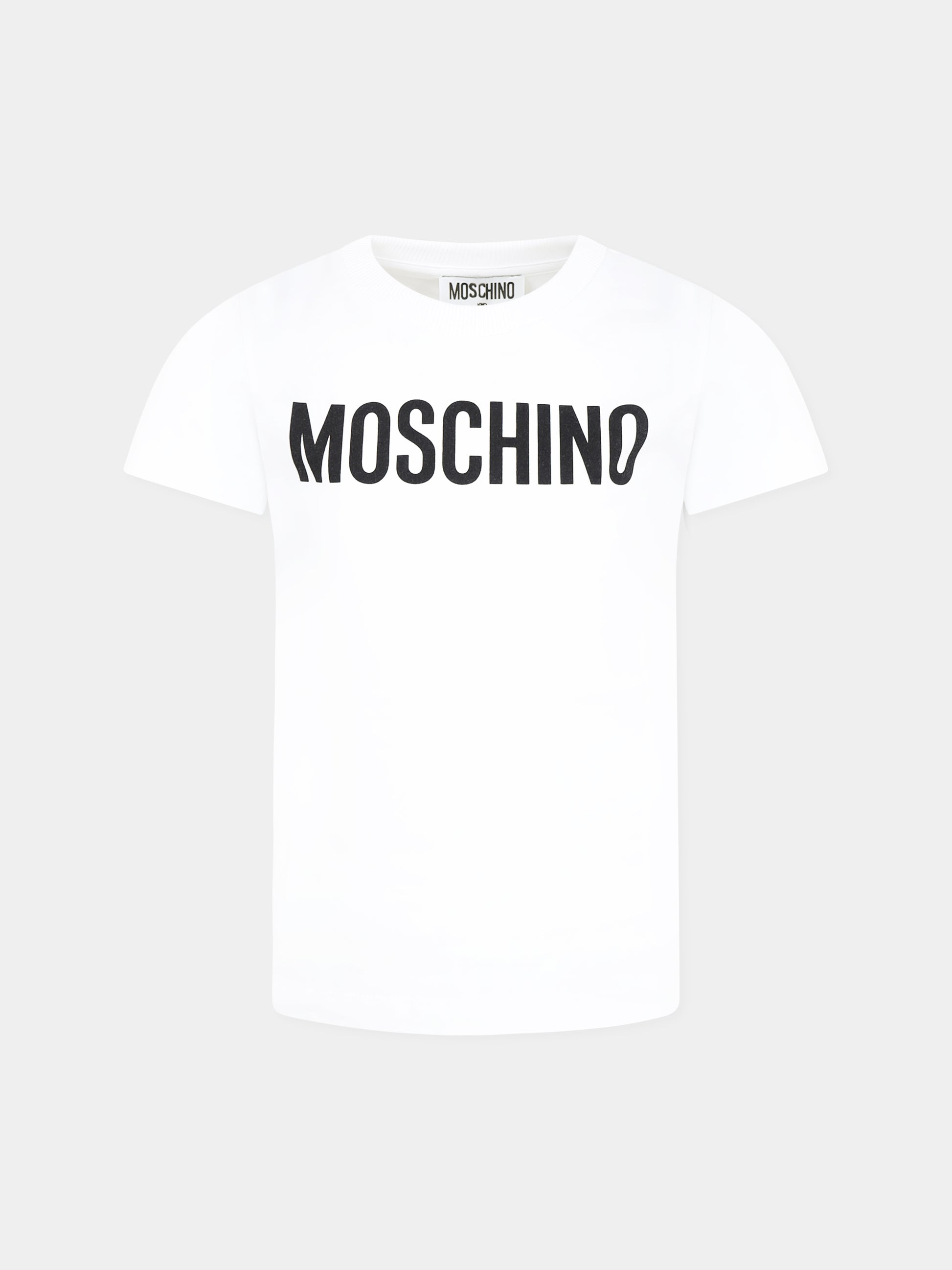 T-shirt bianca per bambini con logo,Moschino Kids,HUM05C LBA10 10101