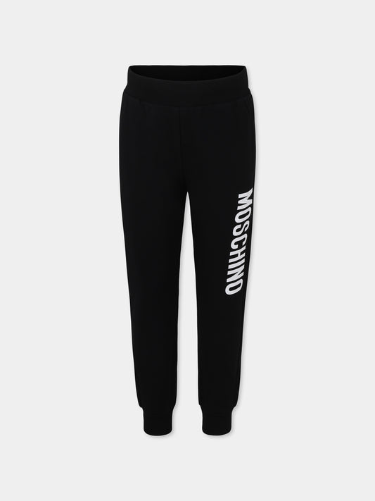 Pantaloni neri per bambini con logo,Moschino Kids,HUP08G LDA11 60100