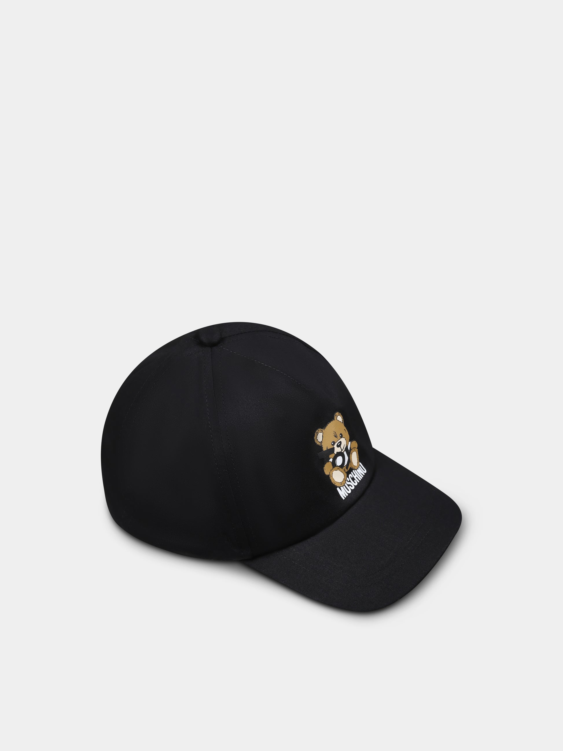 Cappello nero per bambini con Teddy Bear,Moschino Kids,HWX01N LOA00 60100