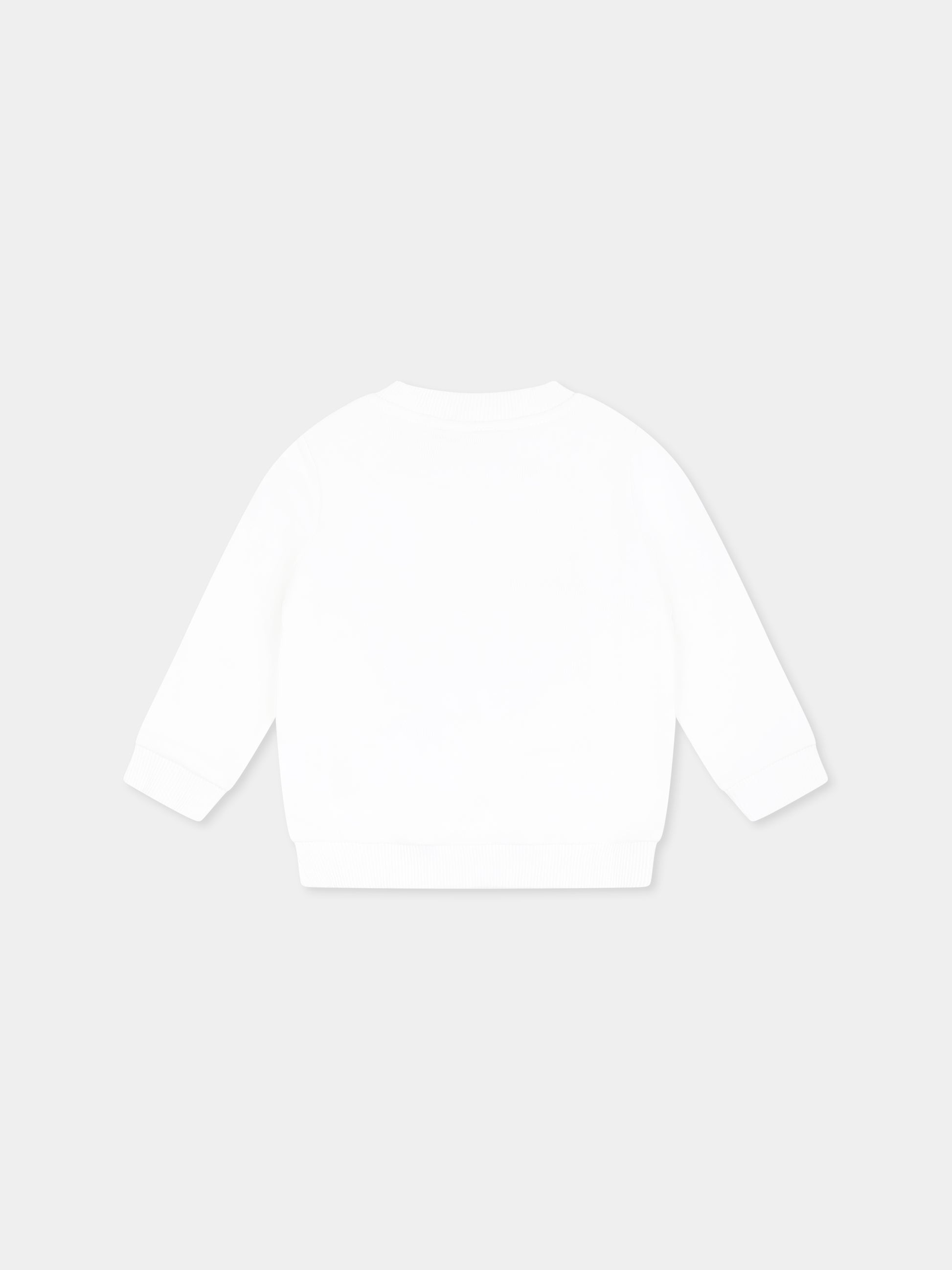 Felpa bianca per neonati con tre Teddy Bears,Moschino Kids,M9F04Q LCA19 10101