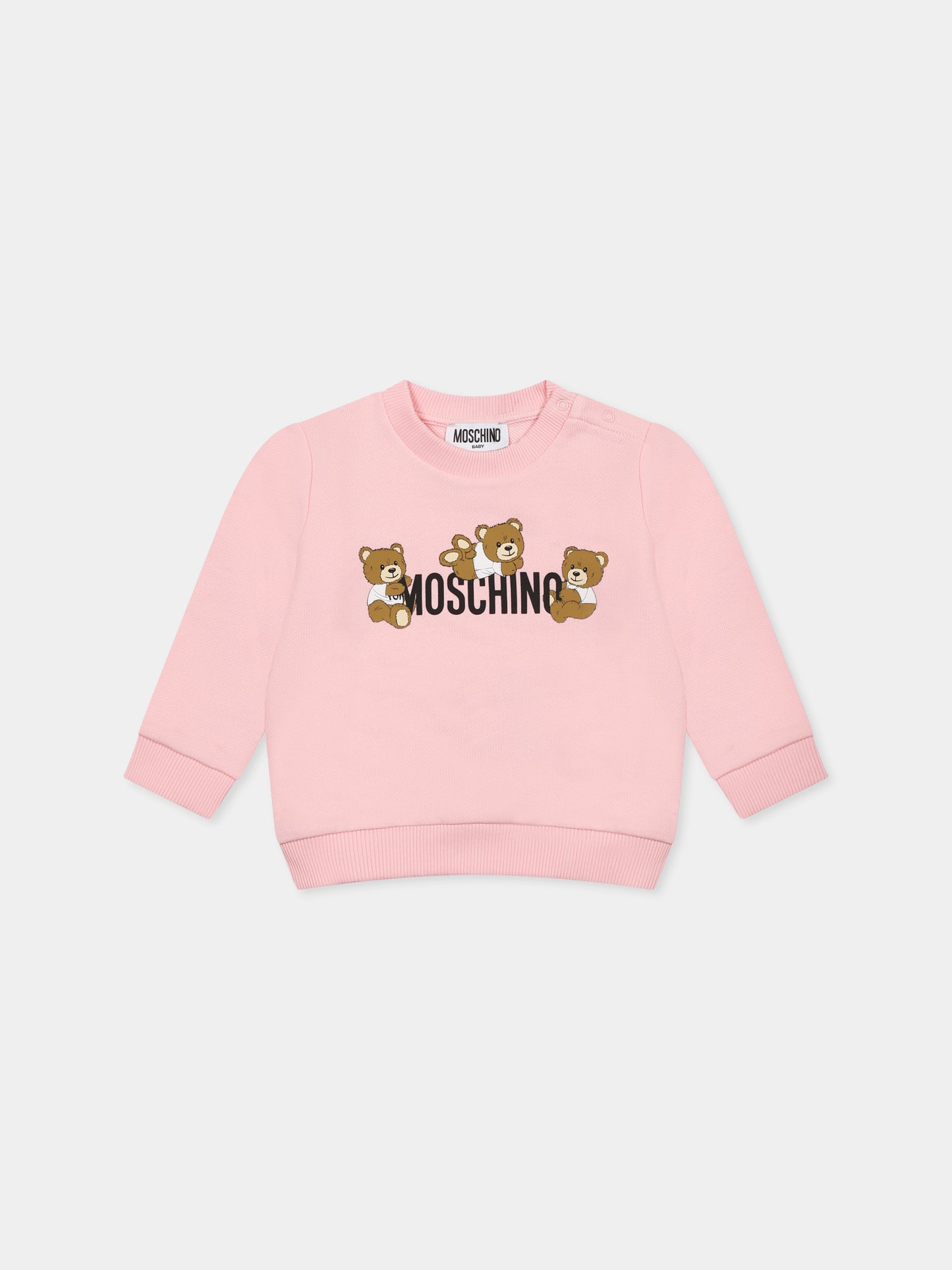 Pink sweatshirt for baby girl with Teddy Bears