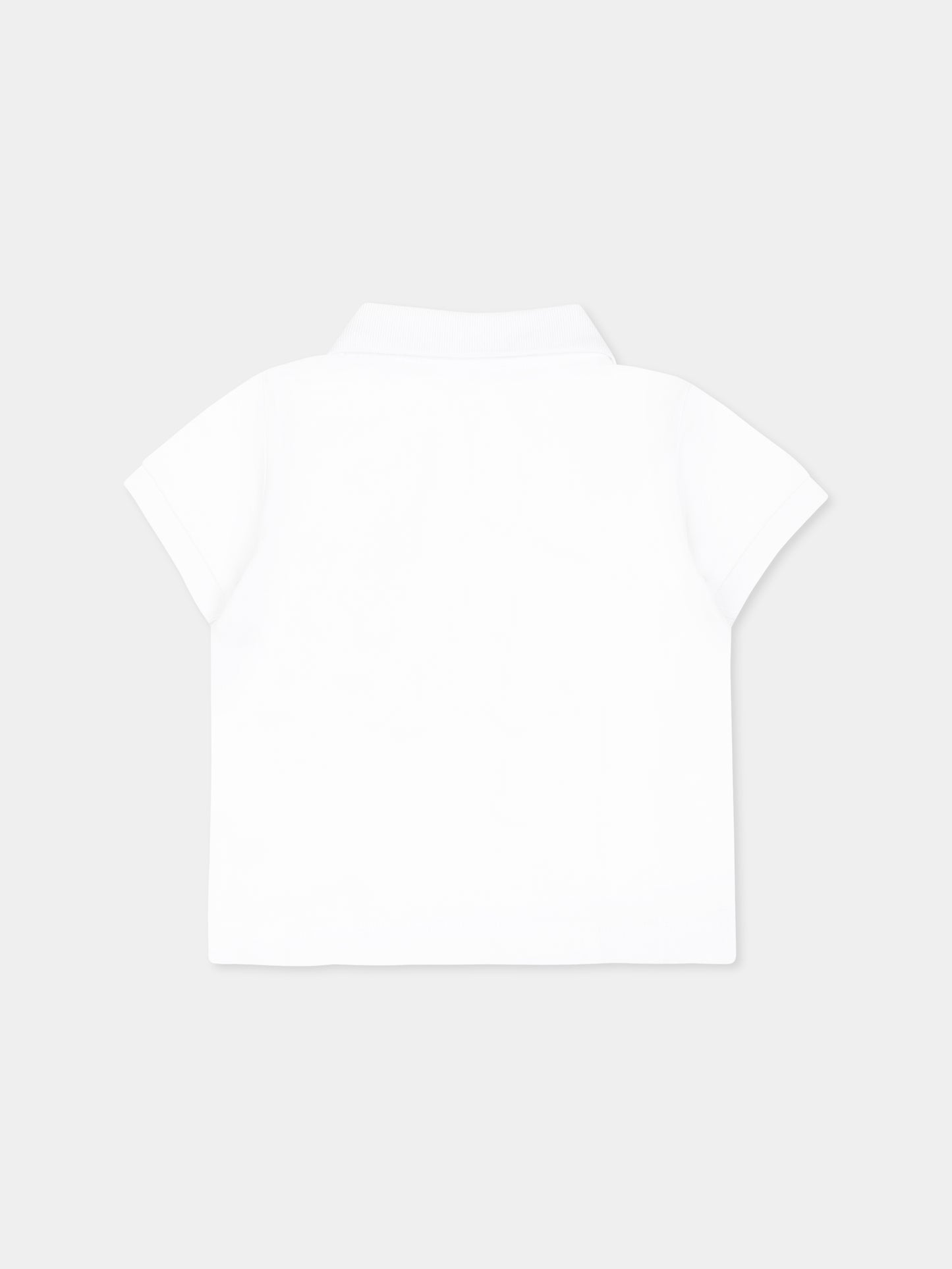 Polo bianca per neonato con Teddy Bear,Moschino Kids,M9M01P LFA01 10101