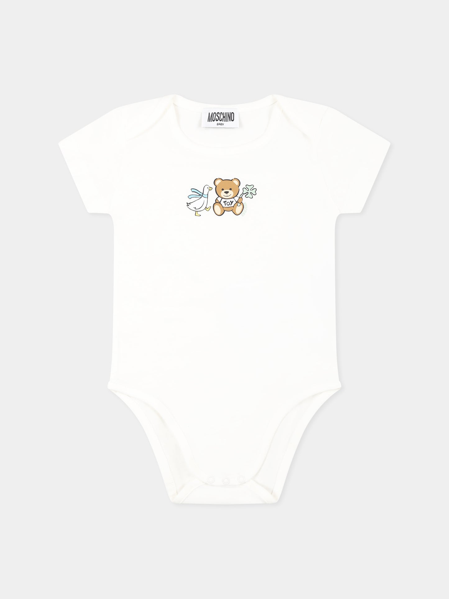 Set body celeste per neonata con Teddy Bear e stampa,Moschino Kids,M9Y017 LABA6 10063