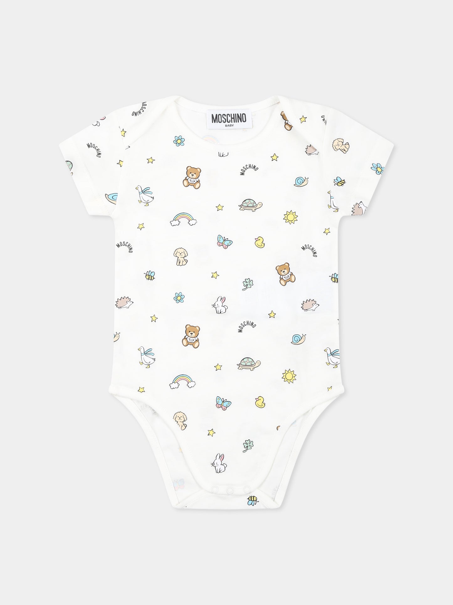 Set body beige per neonati con Teddy Bear e stampa,Moschino Kids,M9Y017 LABA6 20404