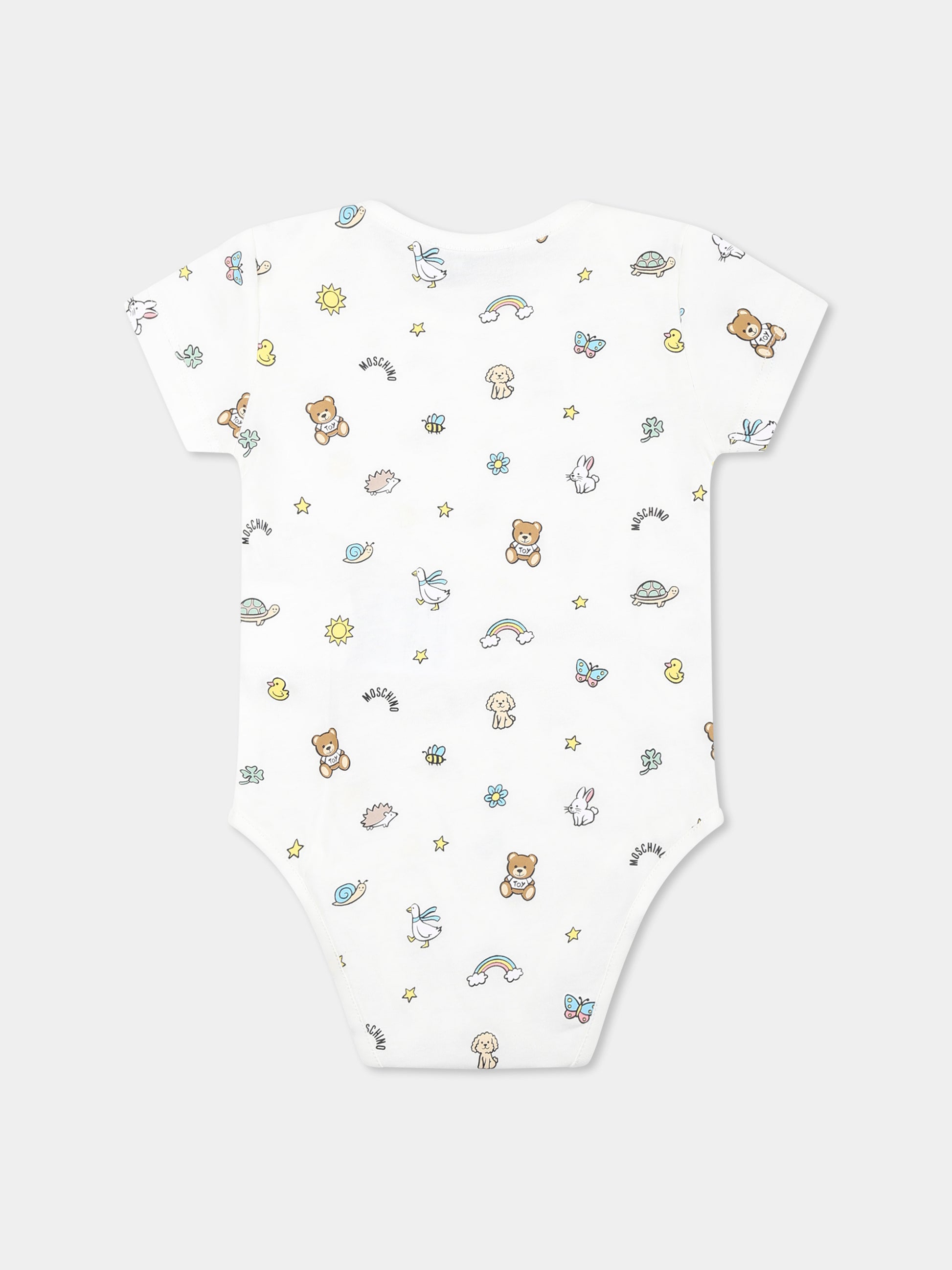 Set body beige per neonati con Teddy Bear e stampa,Moschino Kids,M9Y017 LABA6 20404