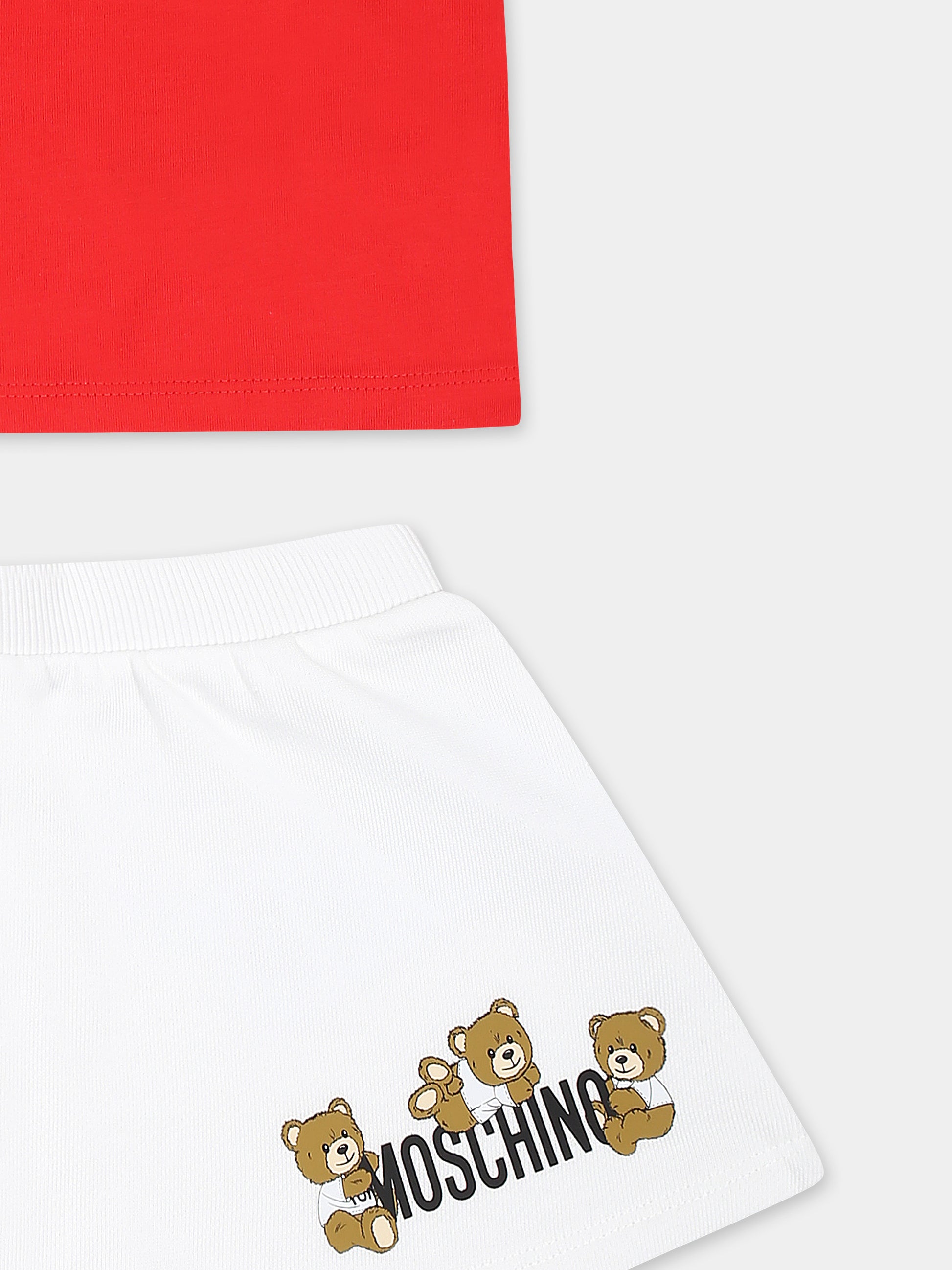 Completo multicolor per neonata con tre Teddy Bears,Moschino Kids,MAG01G LCA19 85268