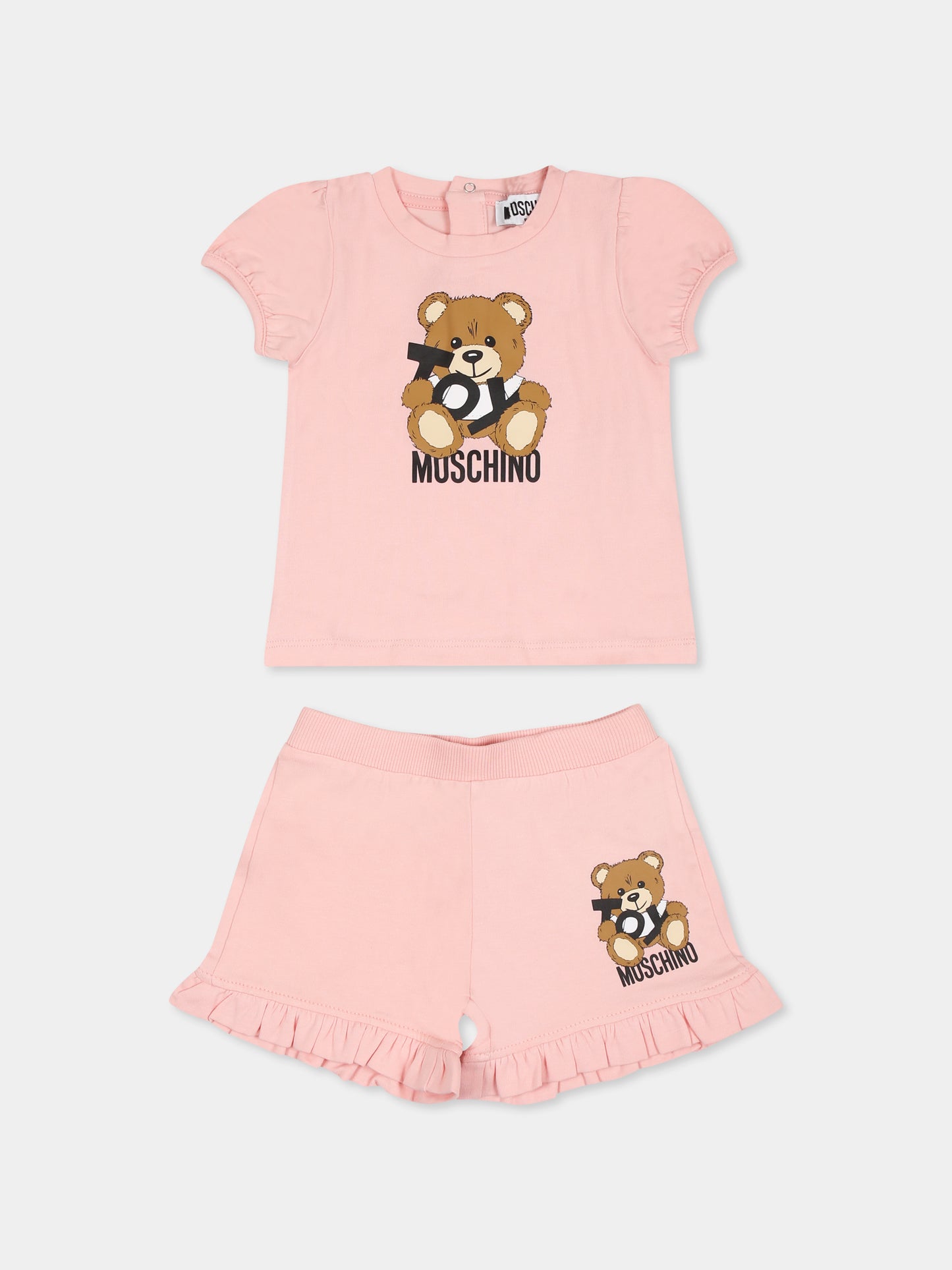 Pink suit for baby girl with Teddy Bear