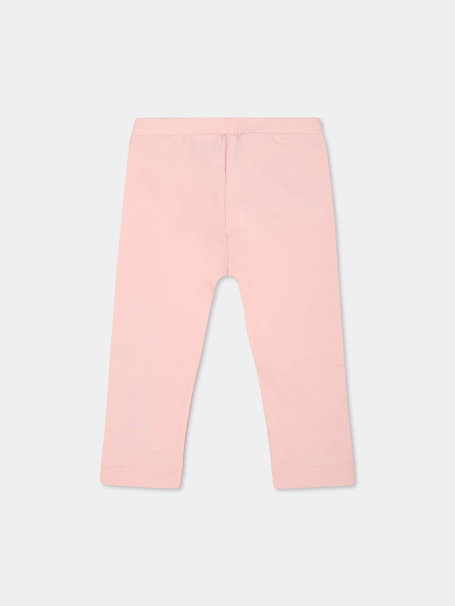 Pink legging for baby girl with logo