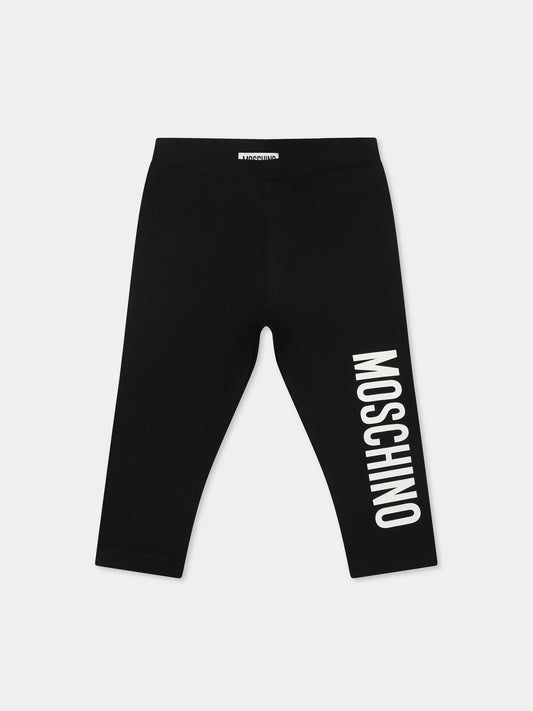 Black legging for baby girl with logo