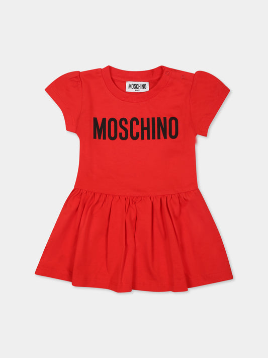 Red dress for baby girl with logo