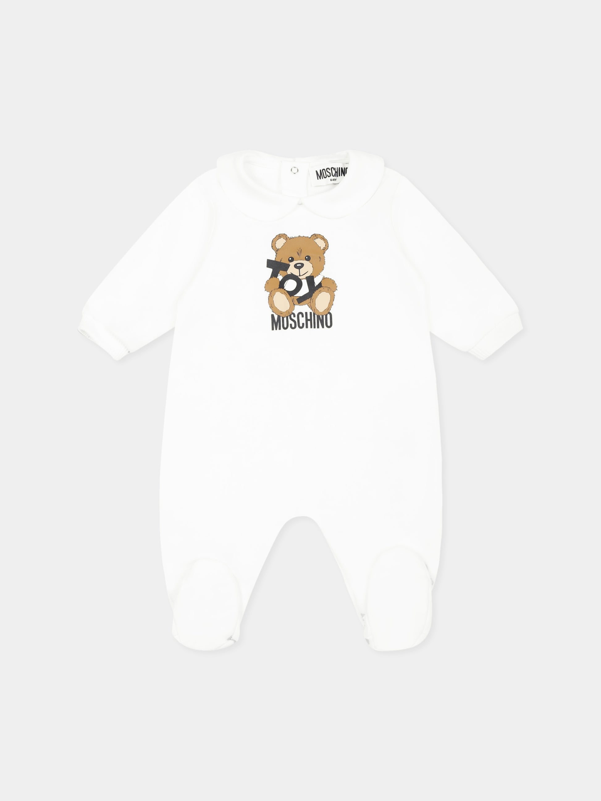 Set avorio per neonati con Teddy Bear e logo,Moschino Kids,MNY04G LCA19 10101