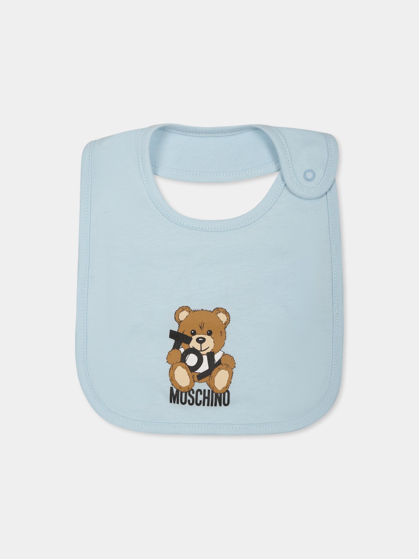 Set celeste per neonato con Teddy Bear e logo,Moschino Kids,MNY04G LCA19 40304