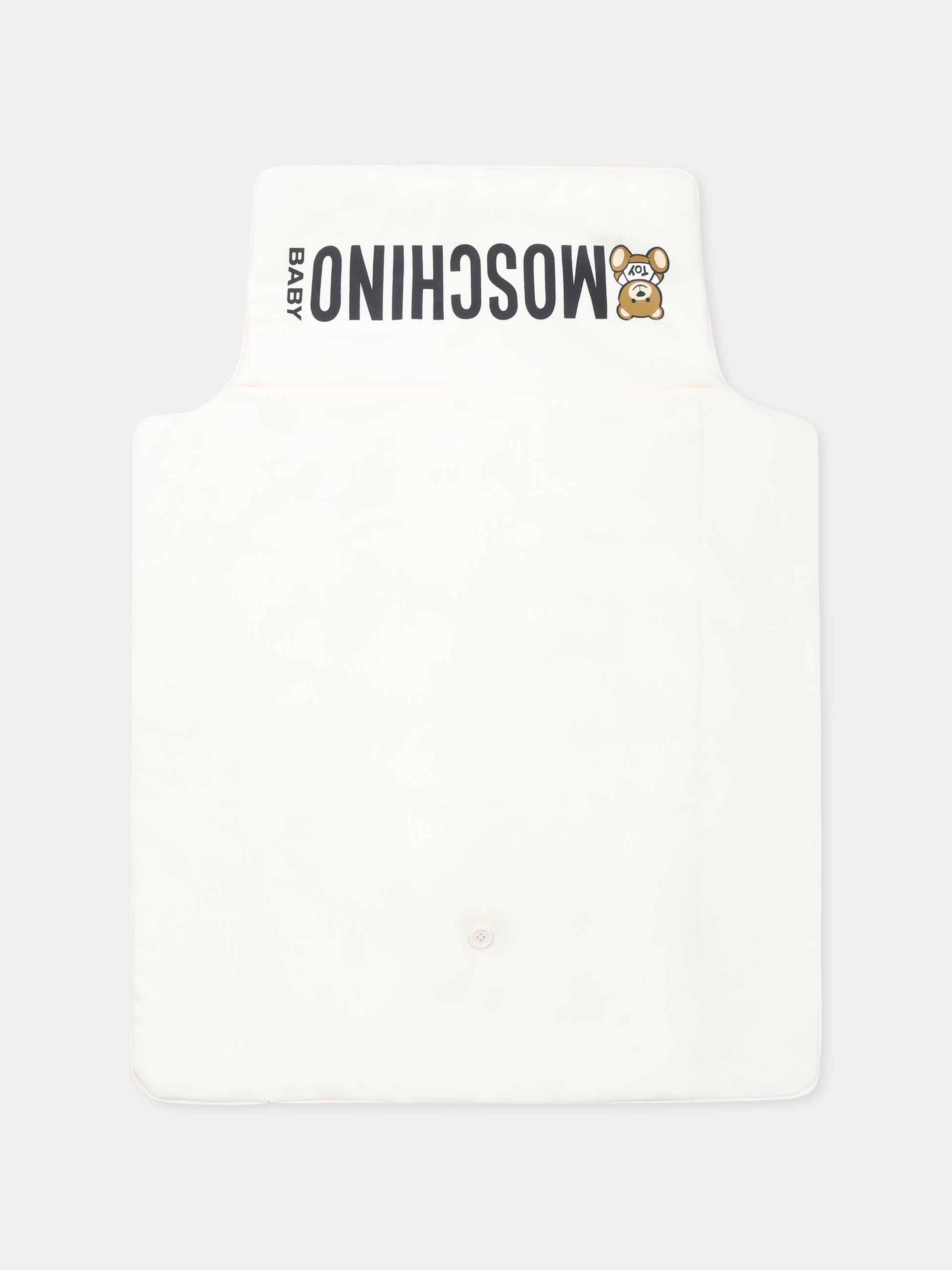 Borsa mamma avorio per neonati con Teddy Bear e arcobaleno,Moschino Kids,MPX03P LCA26 10063