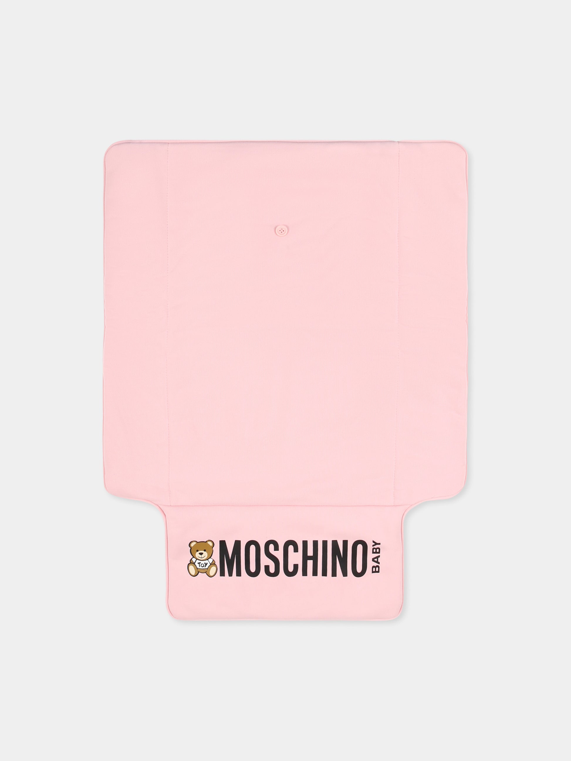 Borsa mamma rosa per neonata con Teddy Bear e arcobaleno,Moschino Kids,MPX03P LCA26 50209