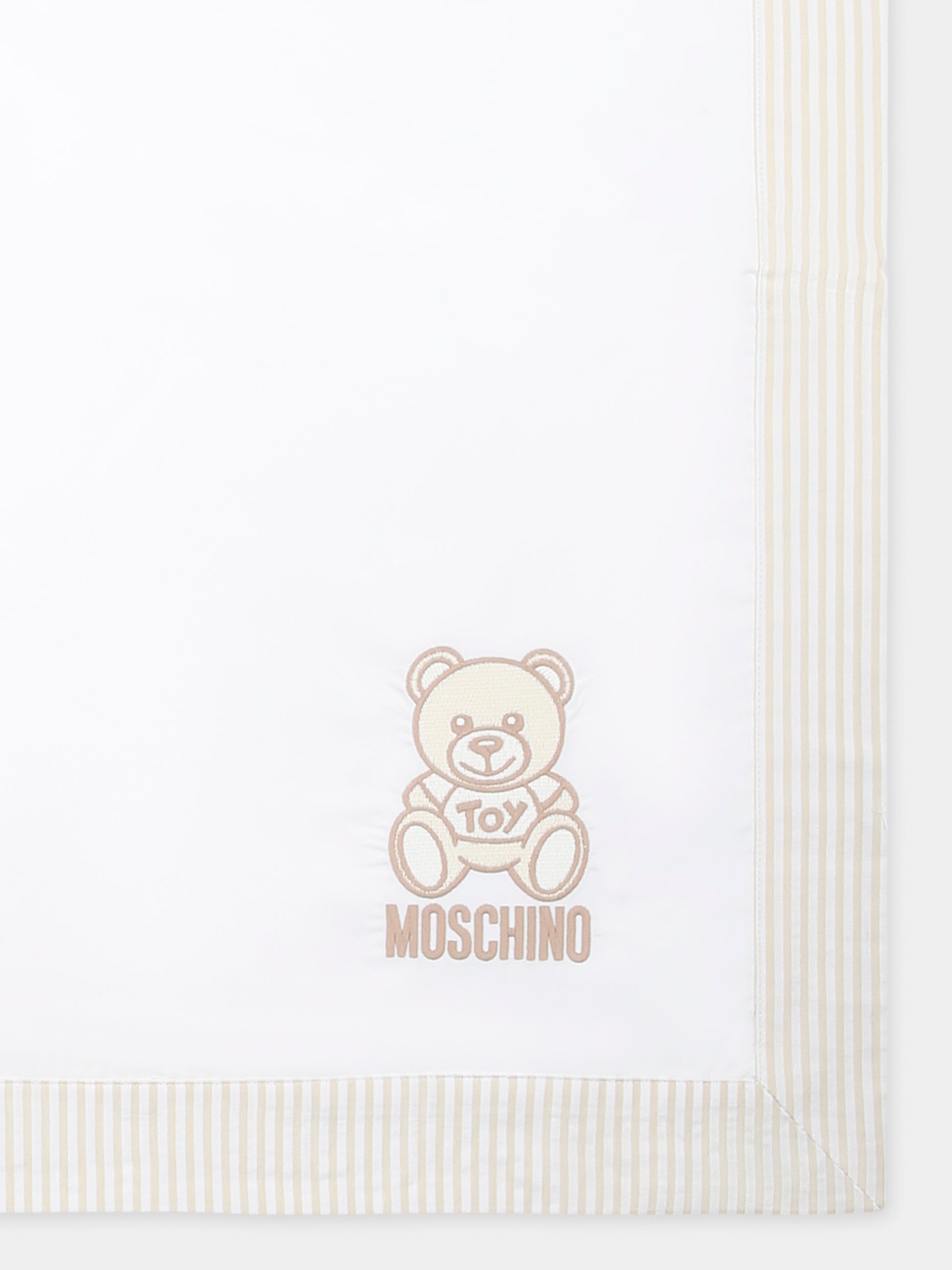 Coperta bianca per neonati con Teddy Bear e logo,Moschino Kids,MUB00I LLA10 84313