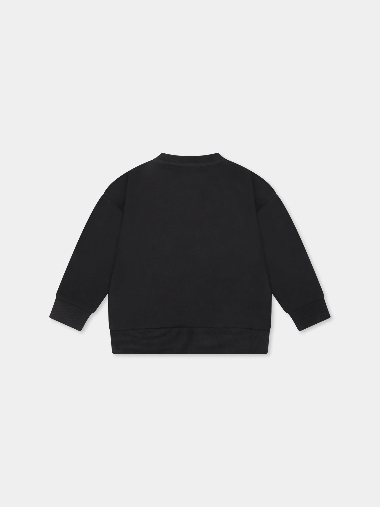 Felpa nera per neonati con logo,Moschino Kids,MUF05V LCA19 60100