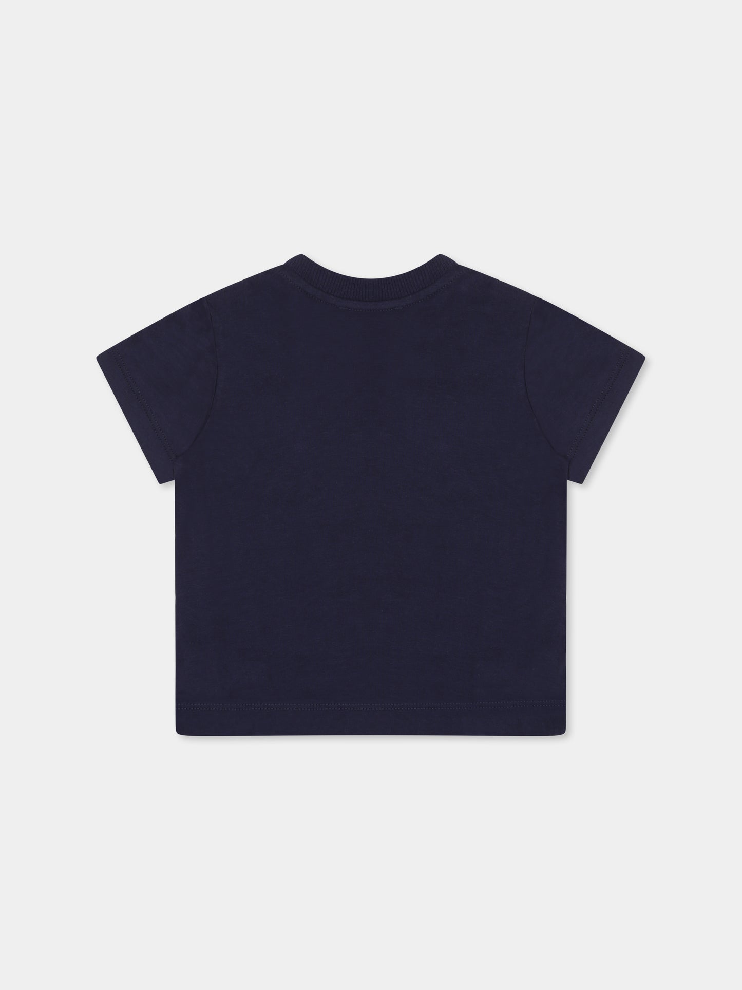 T-shirt blu per neonato con tre Teddy Bears,Moschino Kids,MUM04A LAA03 40016