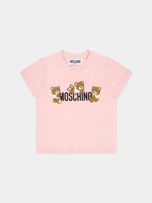 Pink t-shirt for baby girl with Teddy Bears
