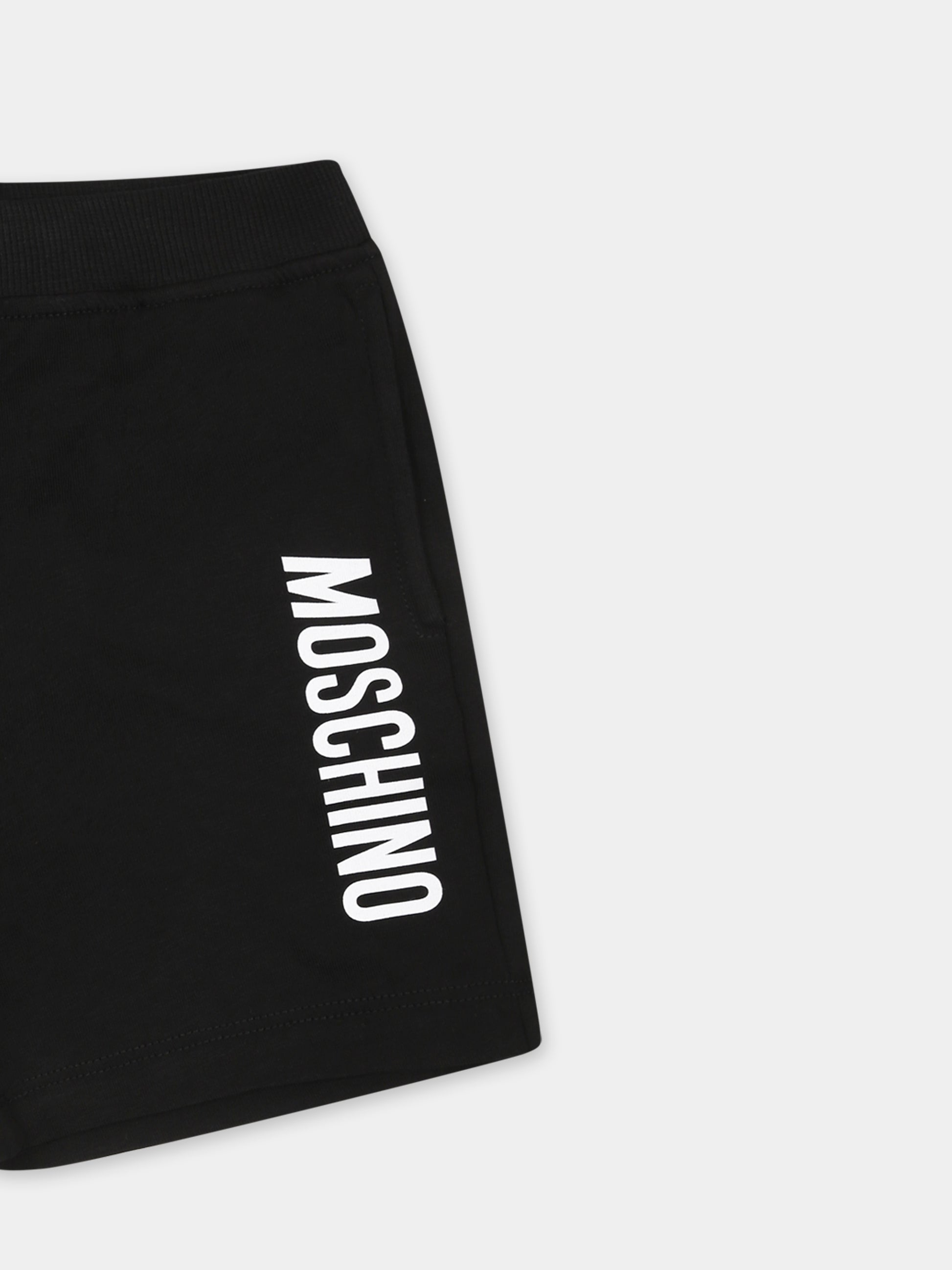 Shorts neri per bambino con logo,Moschino Kids,MUQ01L LAA23 60100