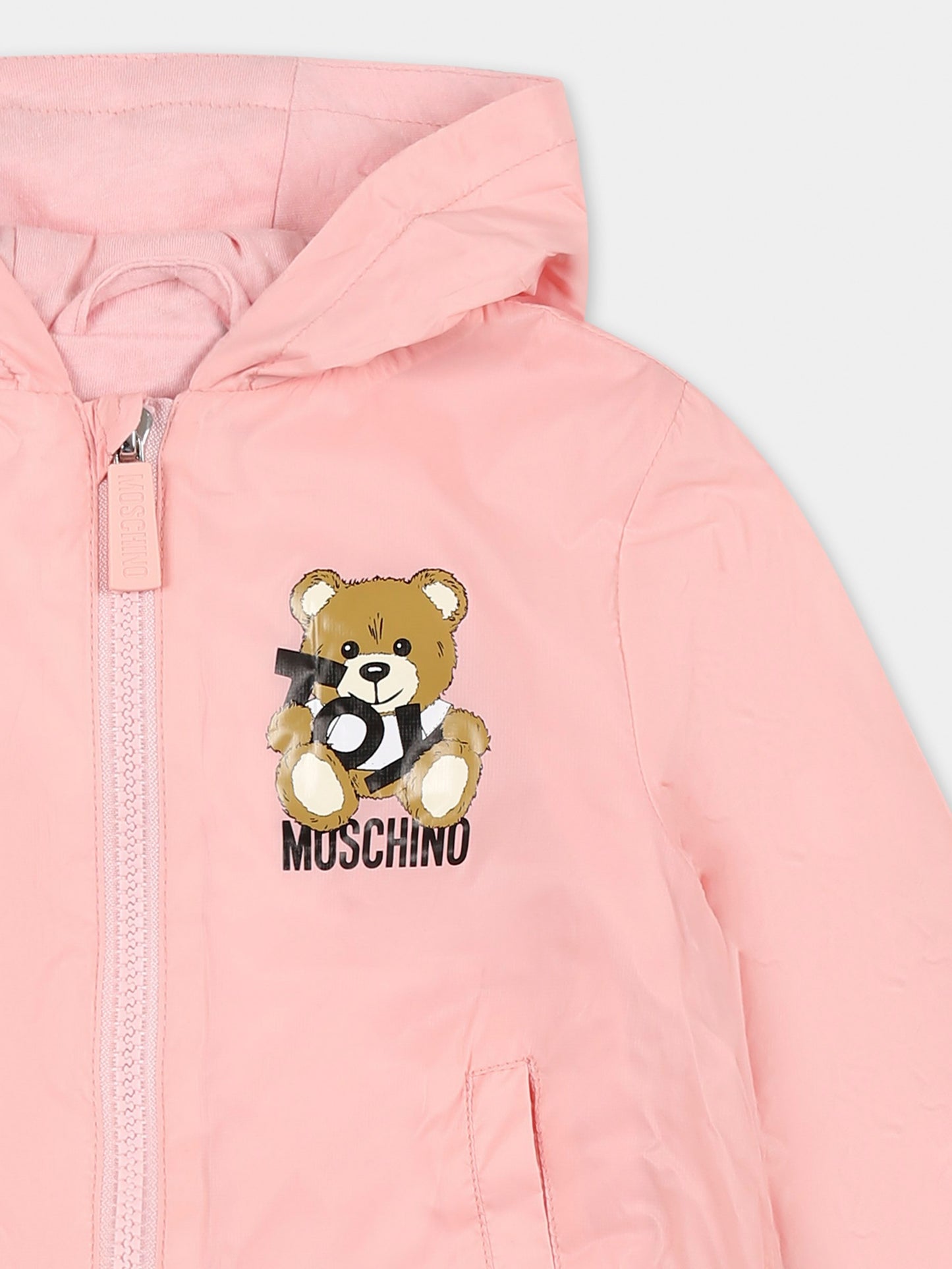 Giacca a vento rosa per neonata con Teddy Bear,Moschino Kids,MUS02W L3A69 50209