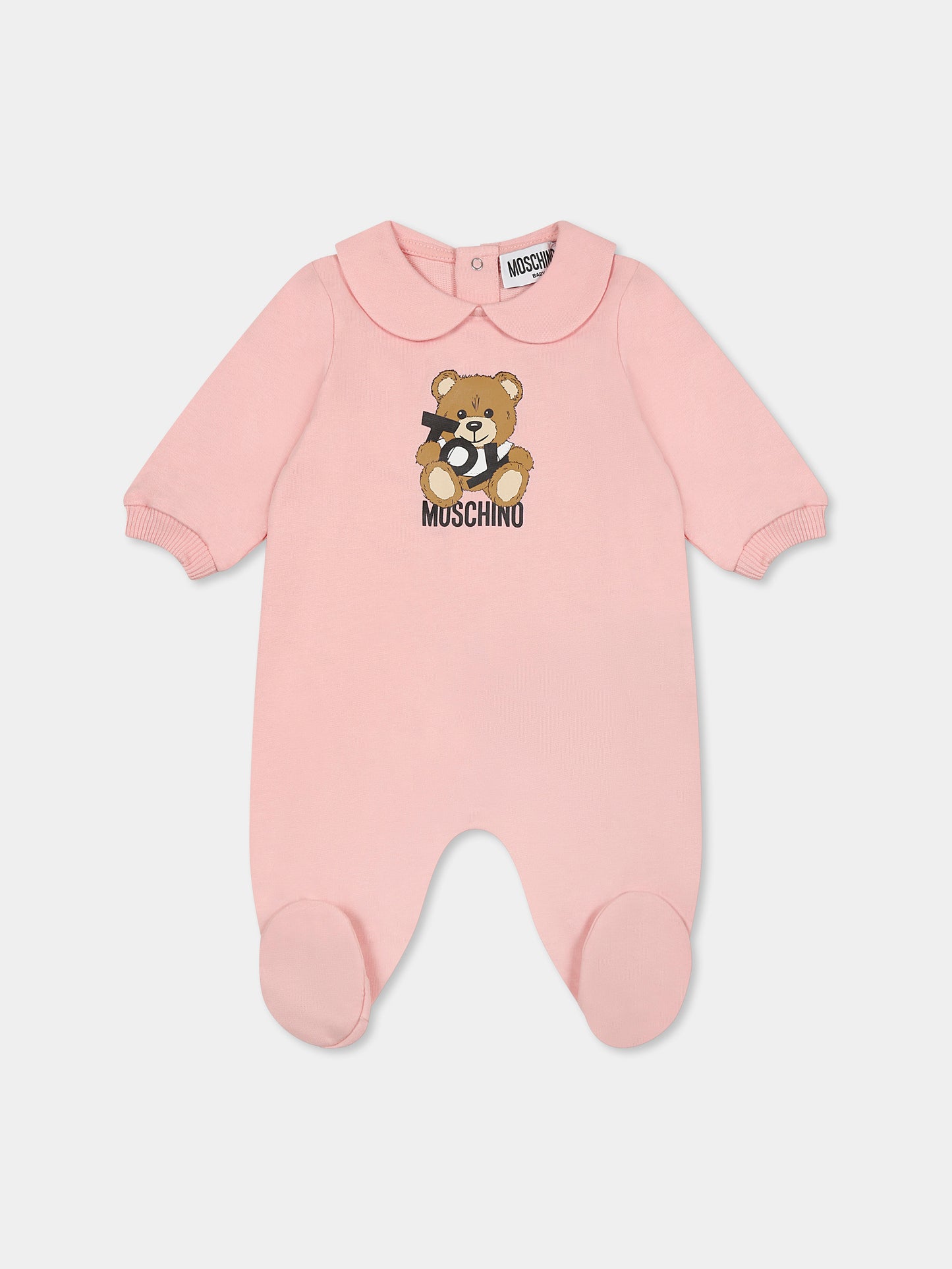 Pink babygrow for baby girl with Teddy Bear