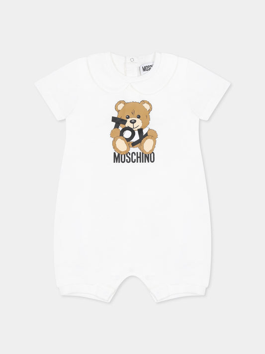 Pagliaccetto bianco per neonati con Teddy Bear,Moschino Kids,MUT049 LAA03 10101