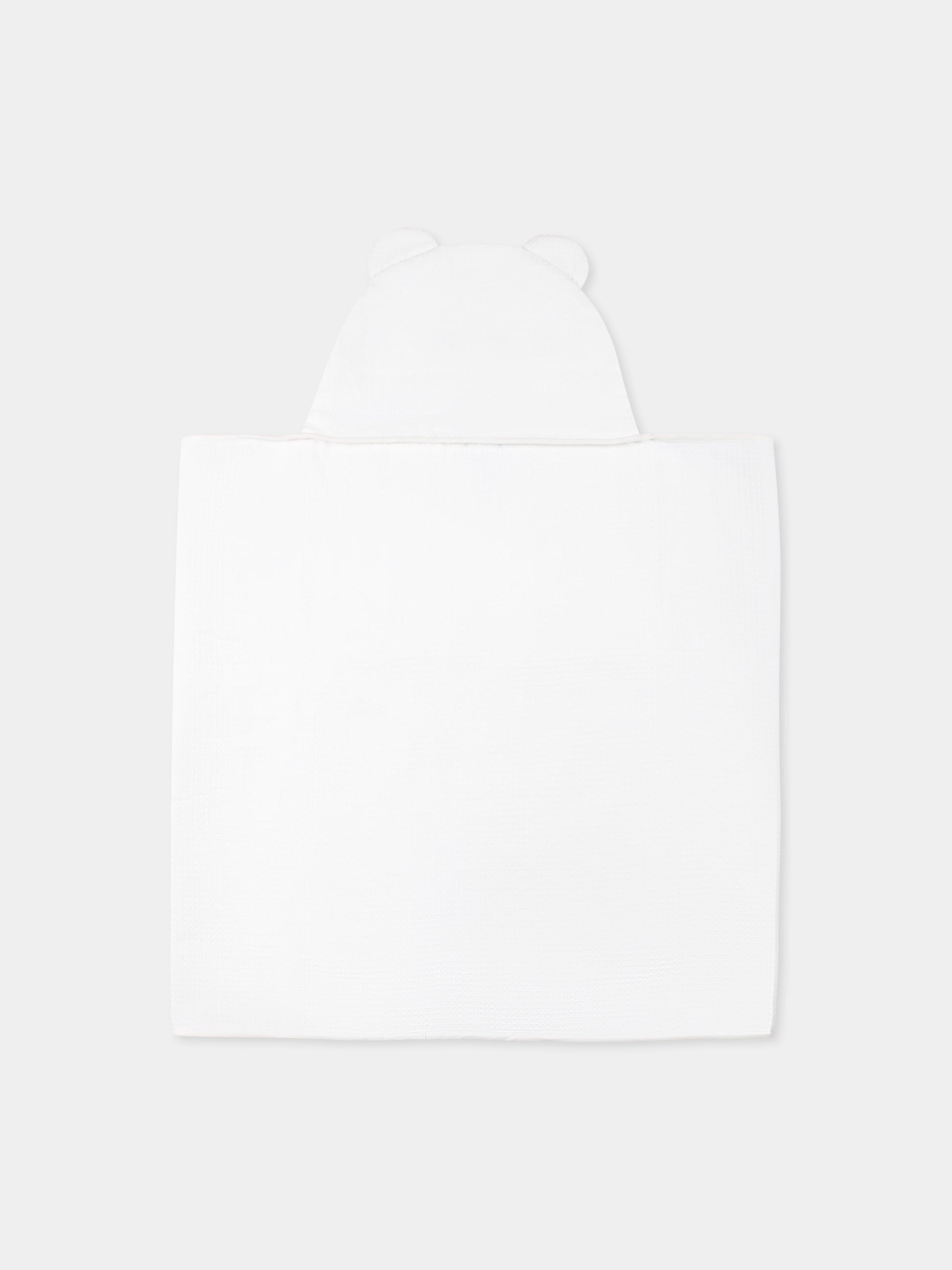 Accappatoio bianco per neonati con logo beige,Moschino Kids,MUX058 LGA22 10101