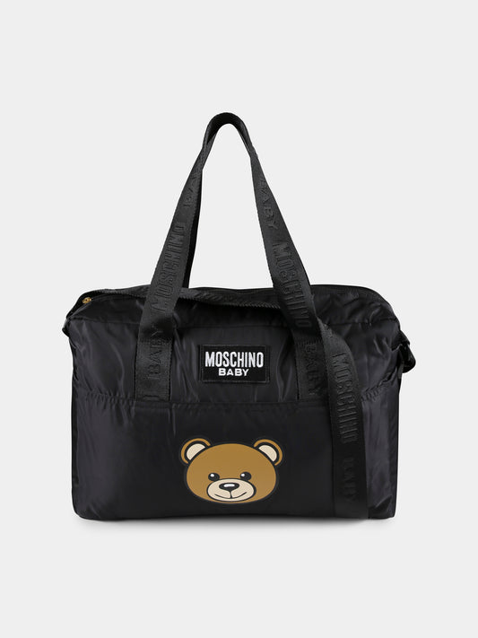 Borsa mamma nera per neonati con Teddy Bear,Moschino Kids,MUX05C L3A89 60100