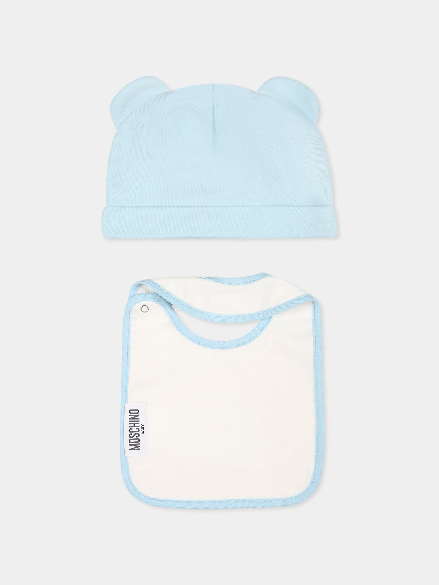 Set celeste per neonato con Teddy Bear beige,Moschino Kids,MUY07M LAA23 40304