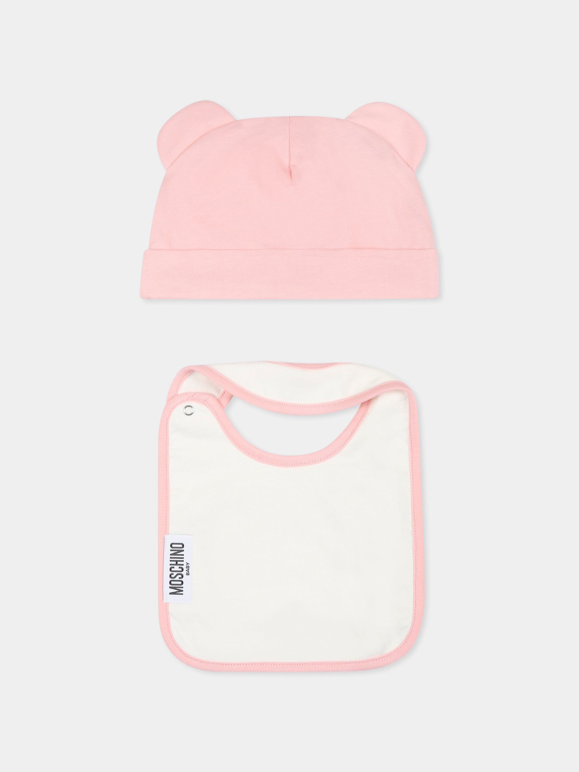 Set rosa per neonata con Teddy Bear beige,Moschino Kids,MUY07M LAA23 50209