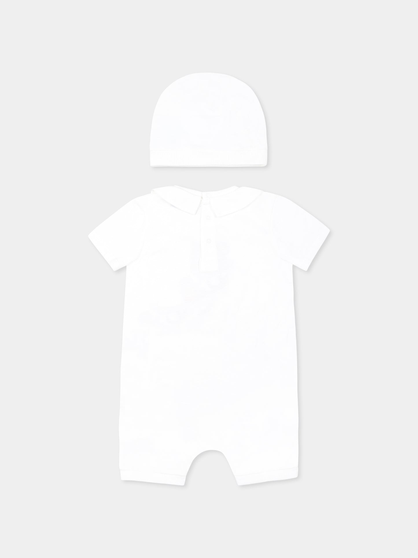 Set pagliaccetto bianco per neonati con Teddy Bear e logo nero,Moschino Kids,MUY07N LAA03 10101