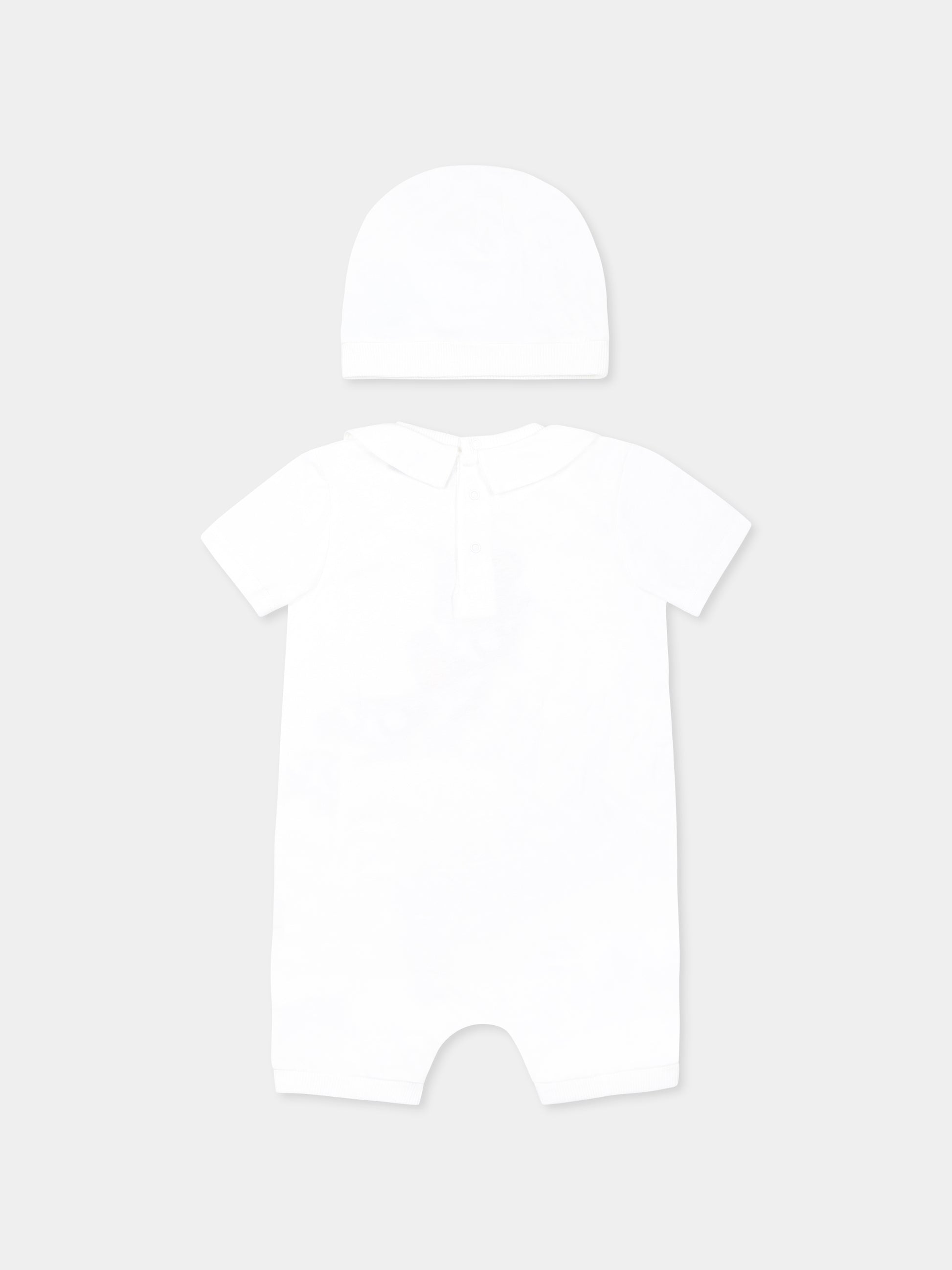 Set pagliaccetto bianco per neonati con Teddy Bear e logo nero,Moschino Kids,MUY07N LAA03 10101