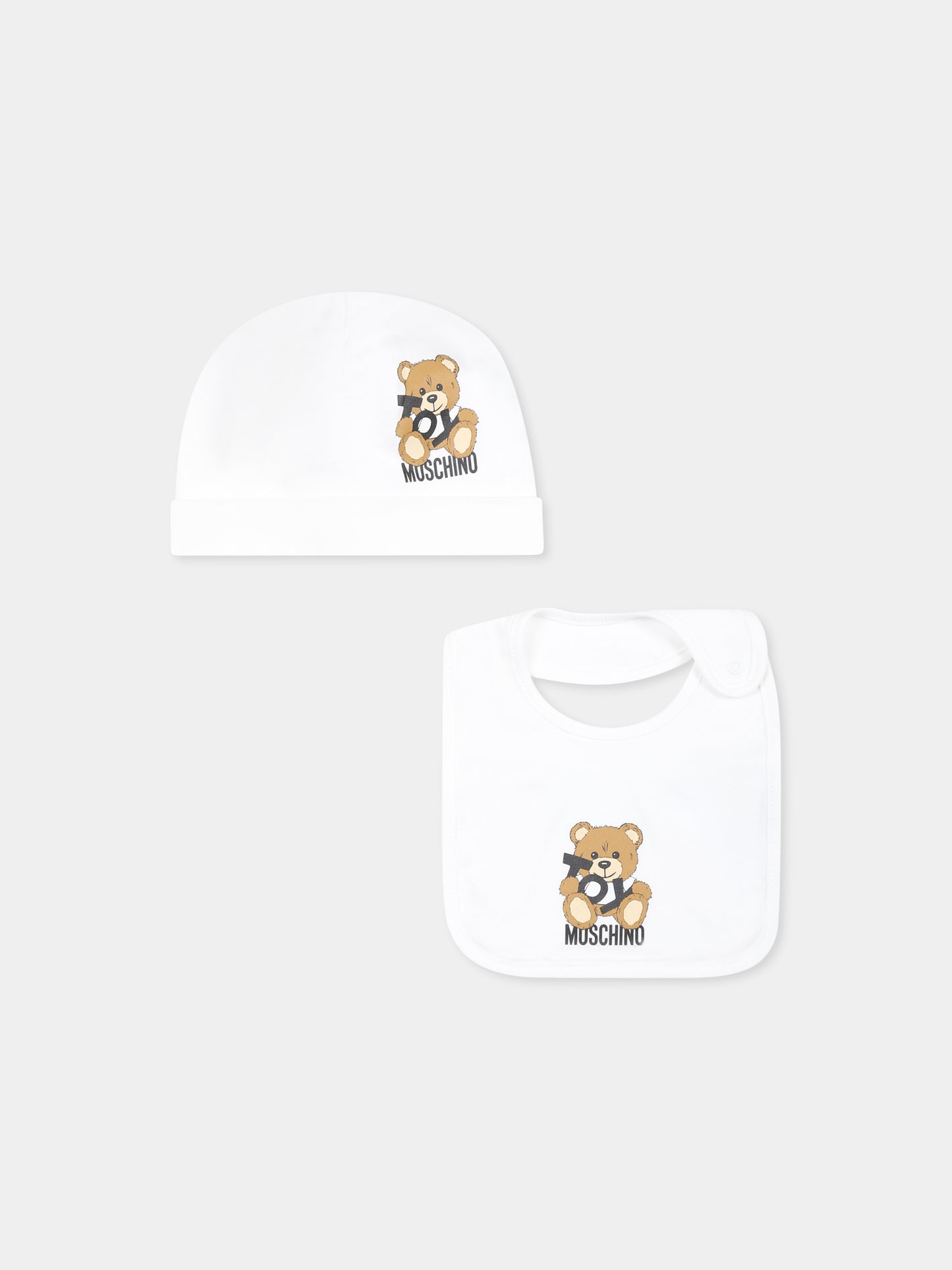 White accessory set for babykids with Teddy Bear