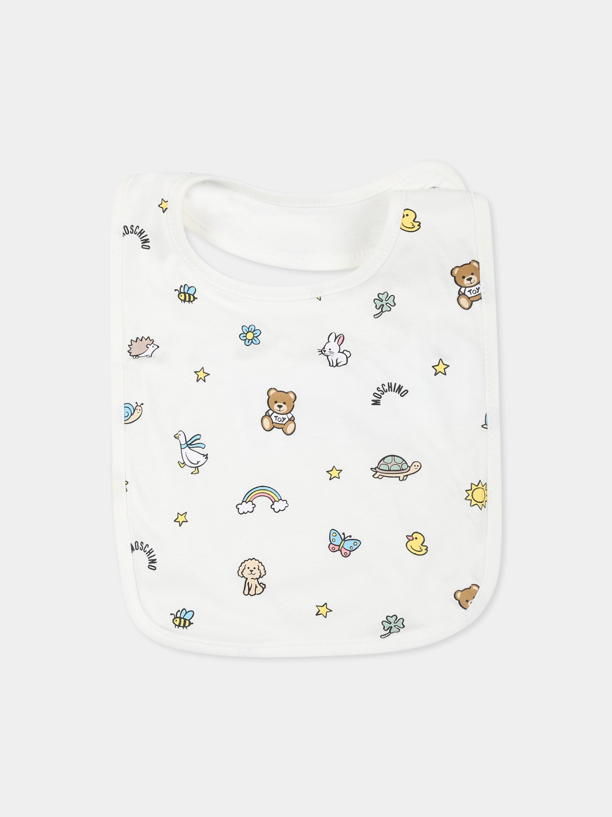 Set bavaglini celeste per neonato con Teddy Bear,Moschino Kids,MUY087 LAA03 40304